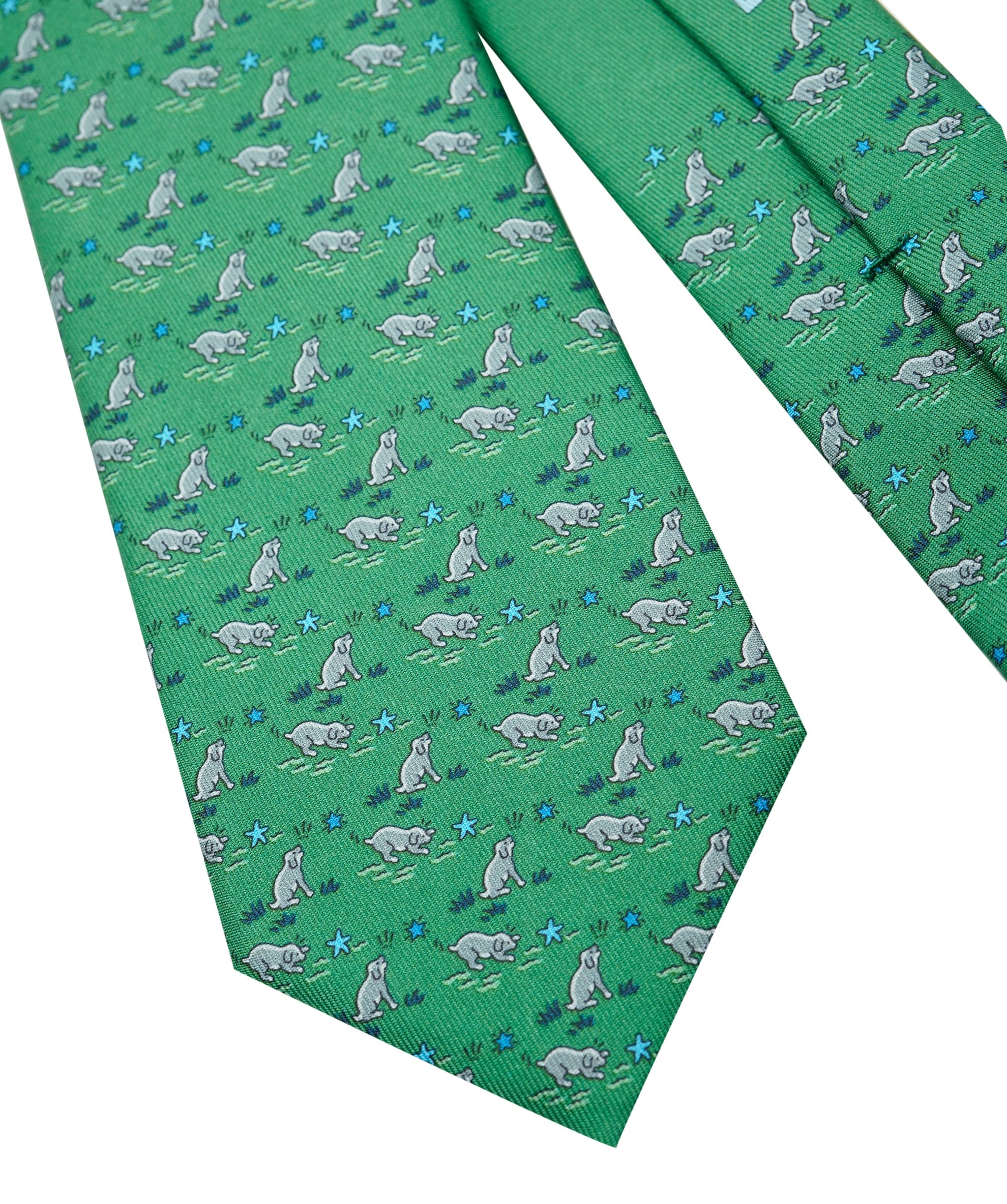 Hermès Hermès Puppy Dream Silk Tie Green DXBS5829