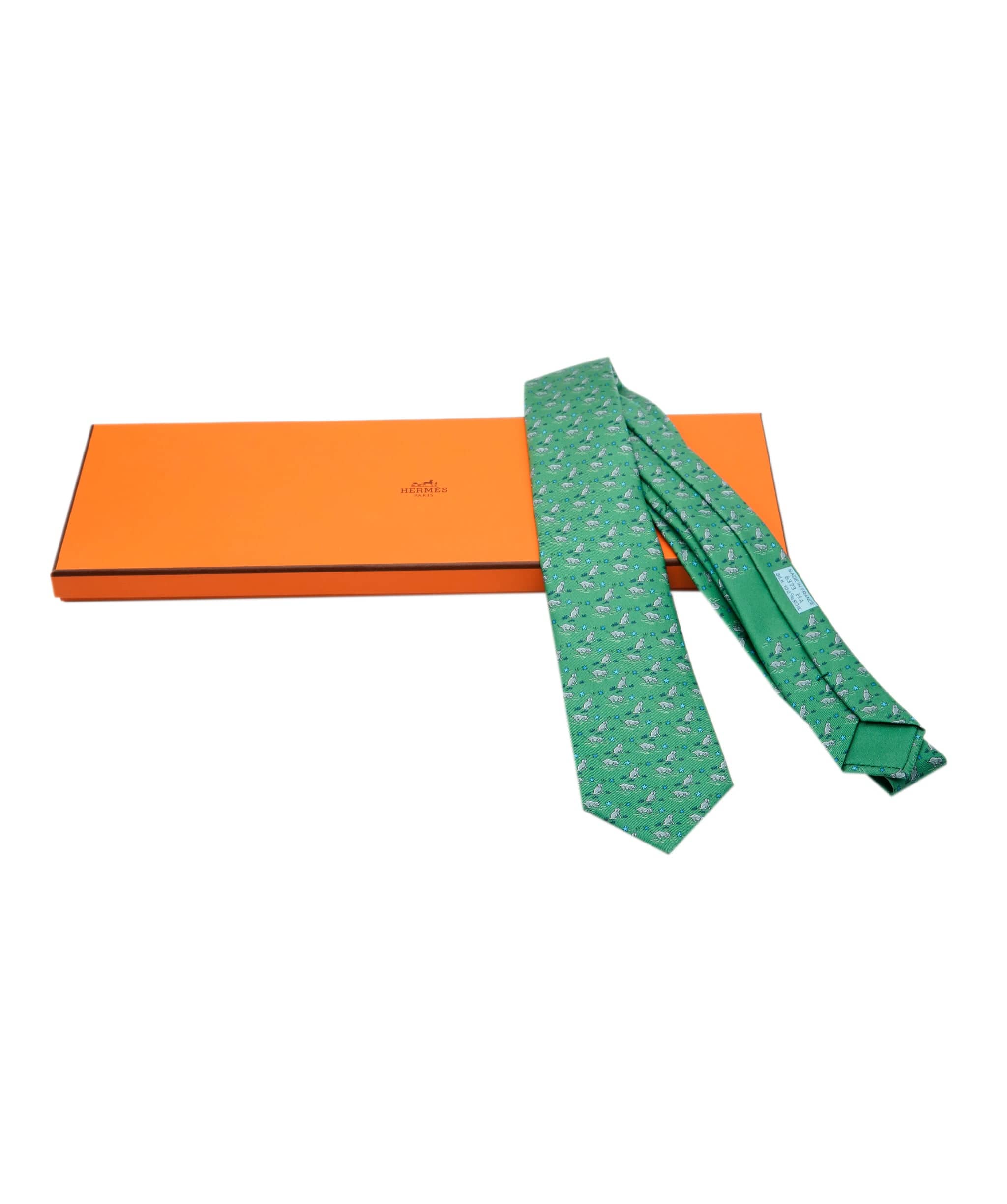 Hermès Hermès Puppy Dream Silk Tie Green DXBS5829