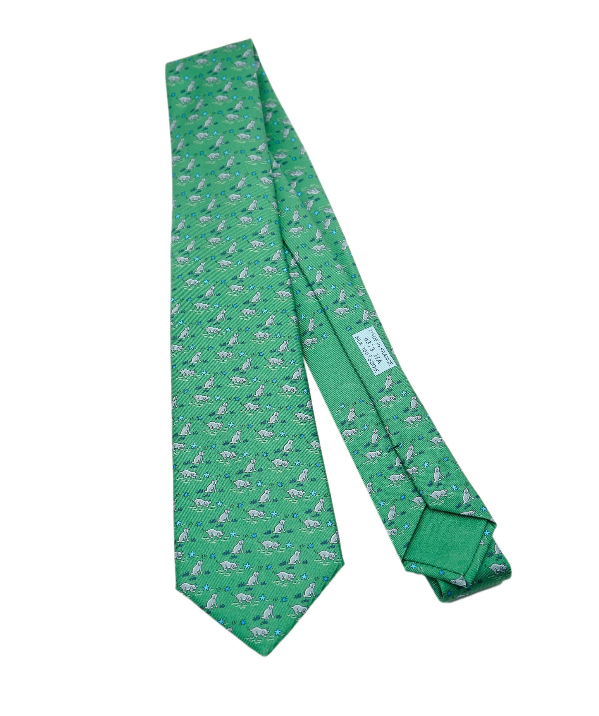 Hermès Hermès Puppy Dream Silk Tie Green DXBS5829