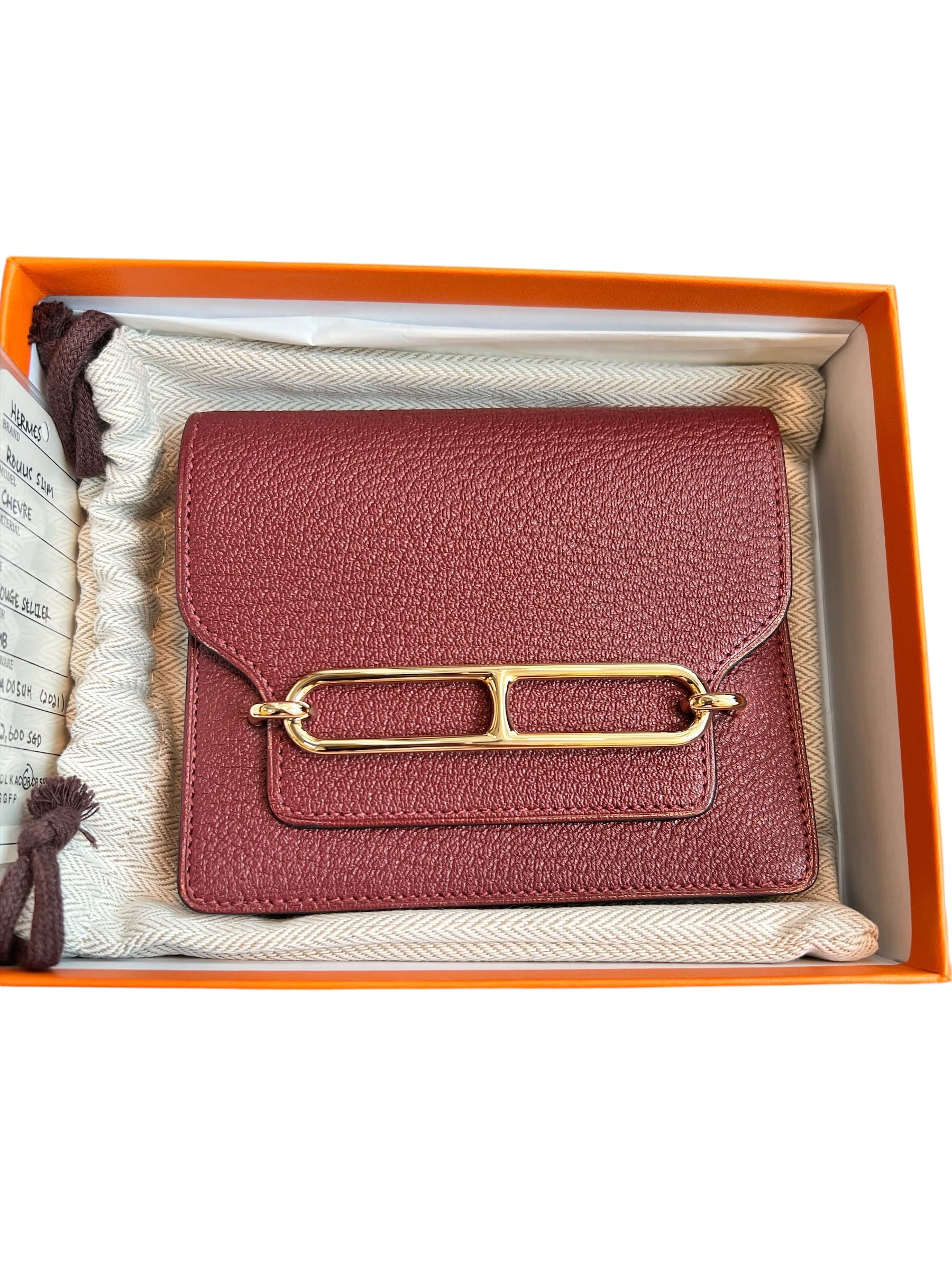 Hermes Hermes Roulis Slim Rouge Sellier Chevre PBHW #Z  SSLG1010