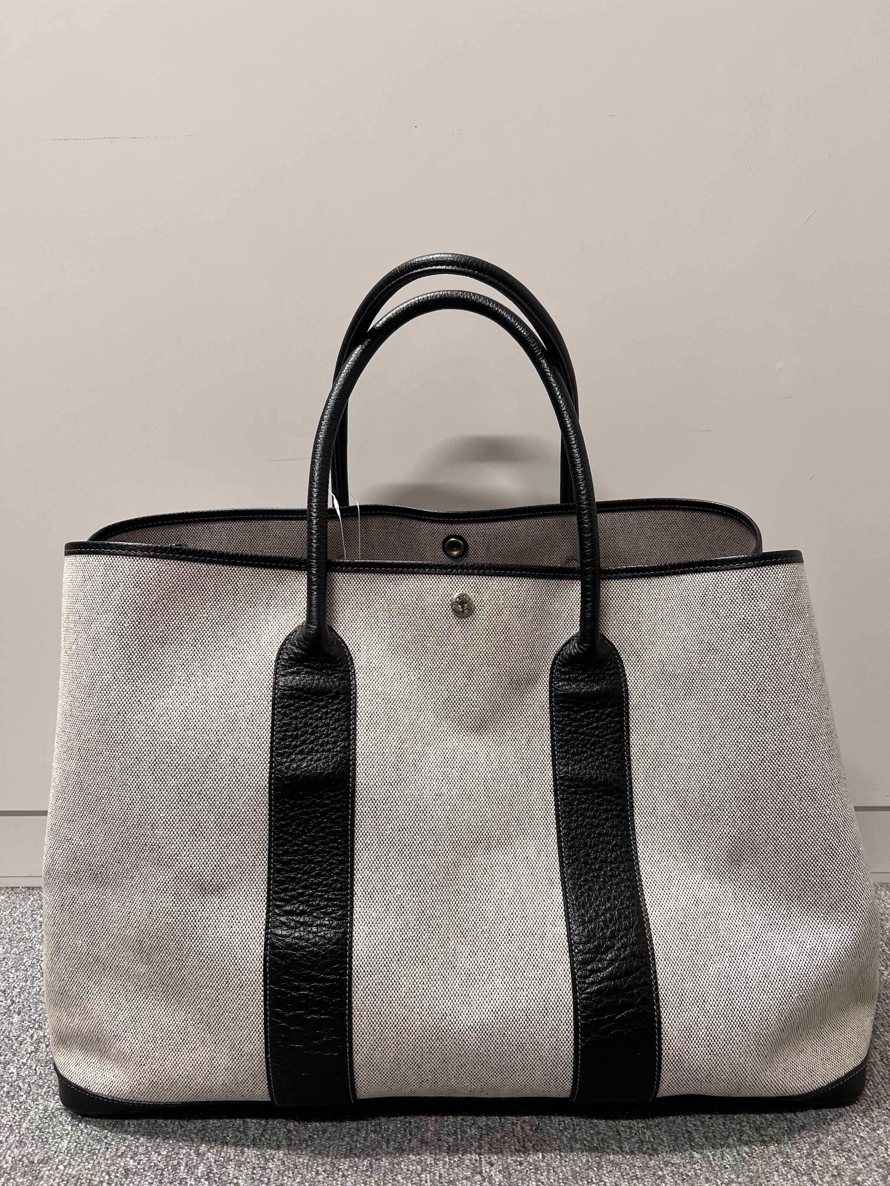 HERMES HERMES Toile×Negonda Black SV Garden Party GM B09177M2WB