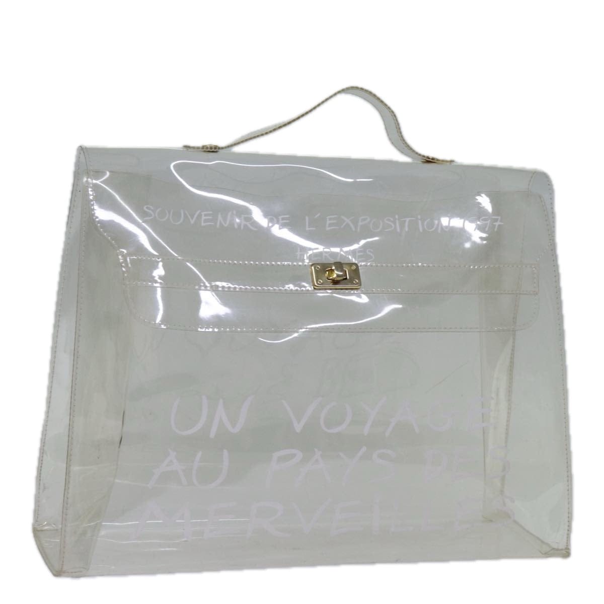 Hermès HERMES Vinyl Kelly Hand Bag Vinyl Clear Auth S1397 S1397