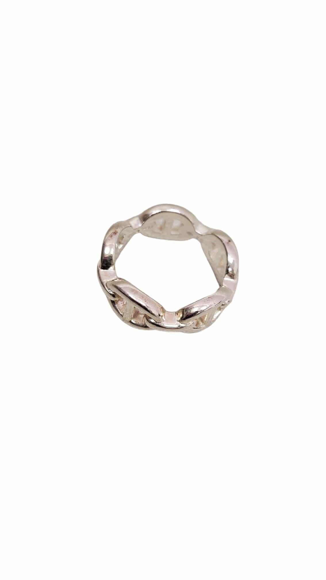 Hermès Hermes Chaine d'ancre Enchainee Ring Silver PM #53 SKC1373