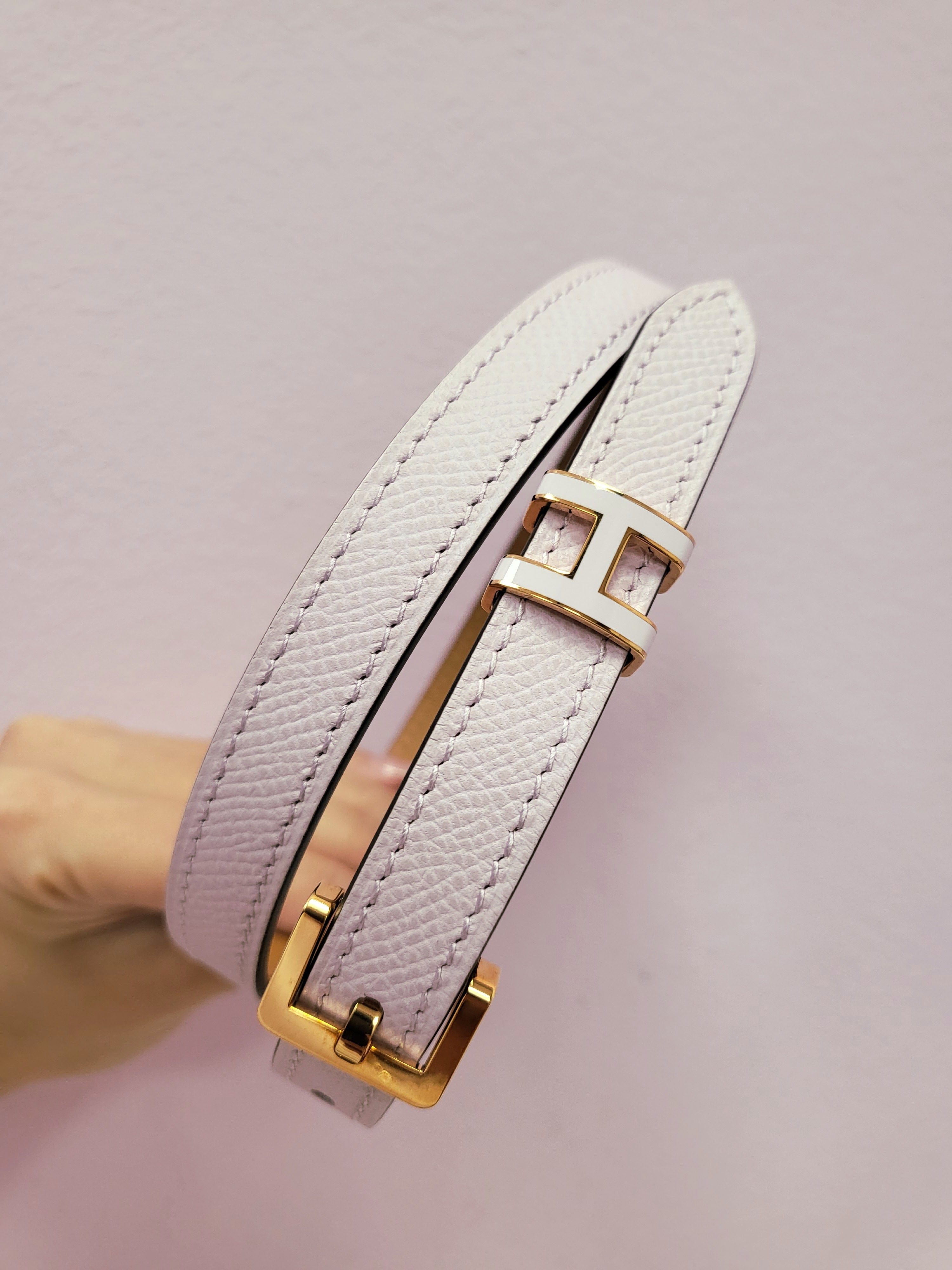 Hermès Hermès Mauve Pale Pop H Belt RGHW Size 75 ASL9749