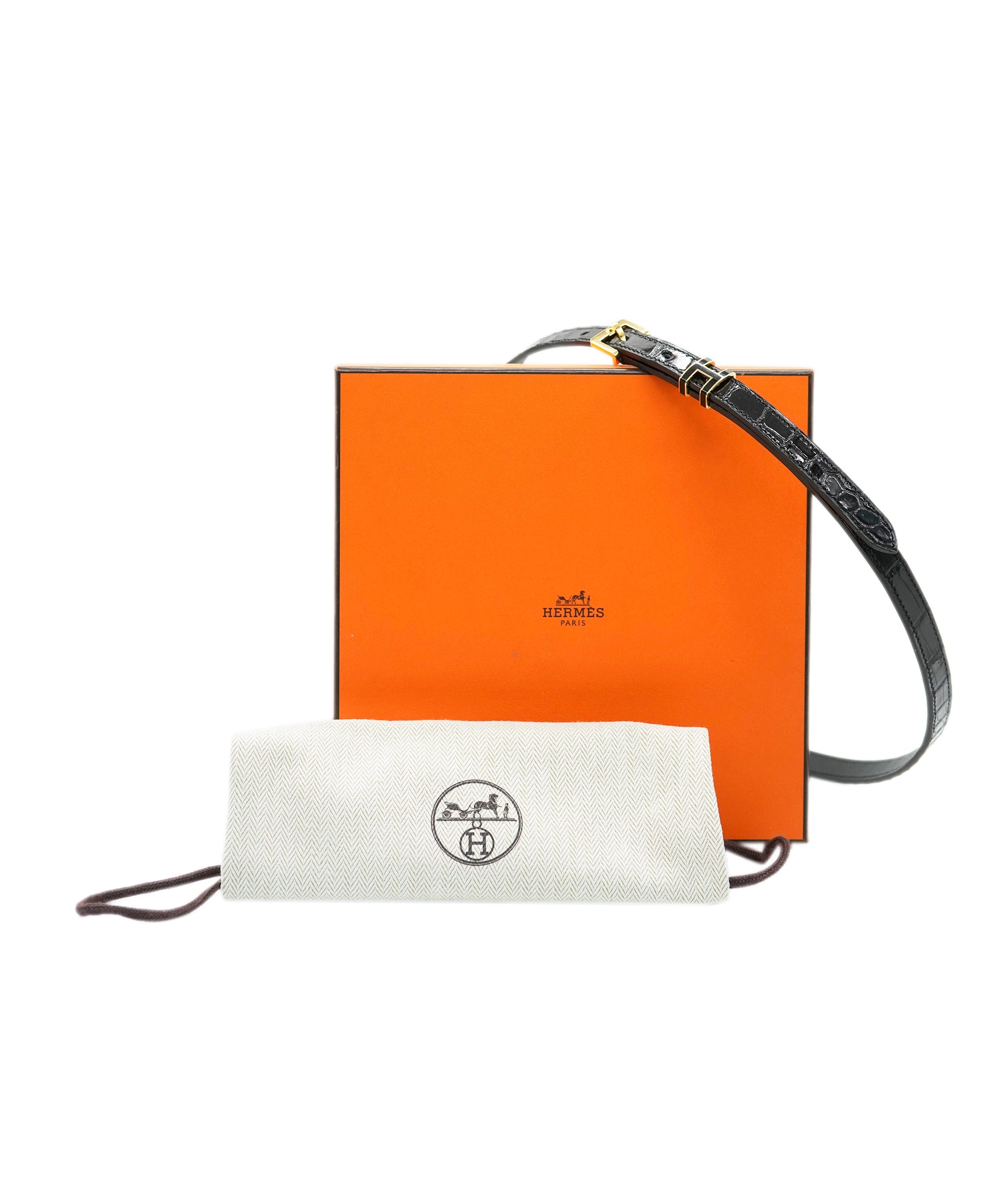 Hermès Pre Owned Hermes Crocodile Porosus H Pop Belt with GHW  ALC2225