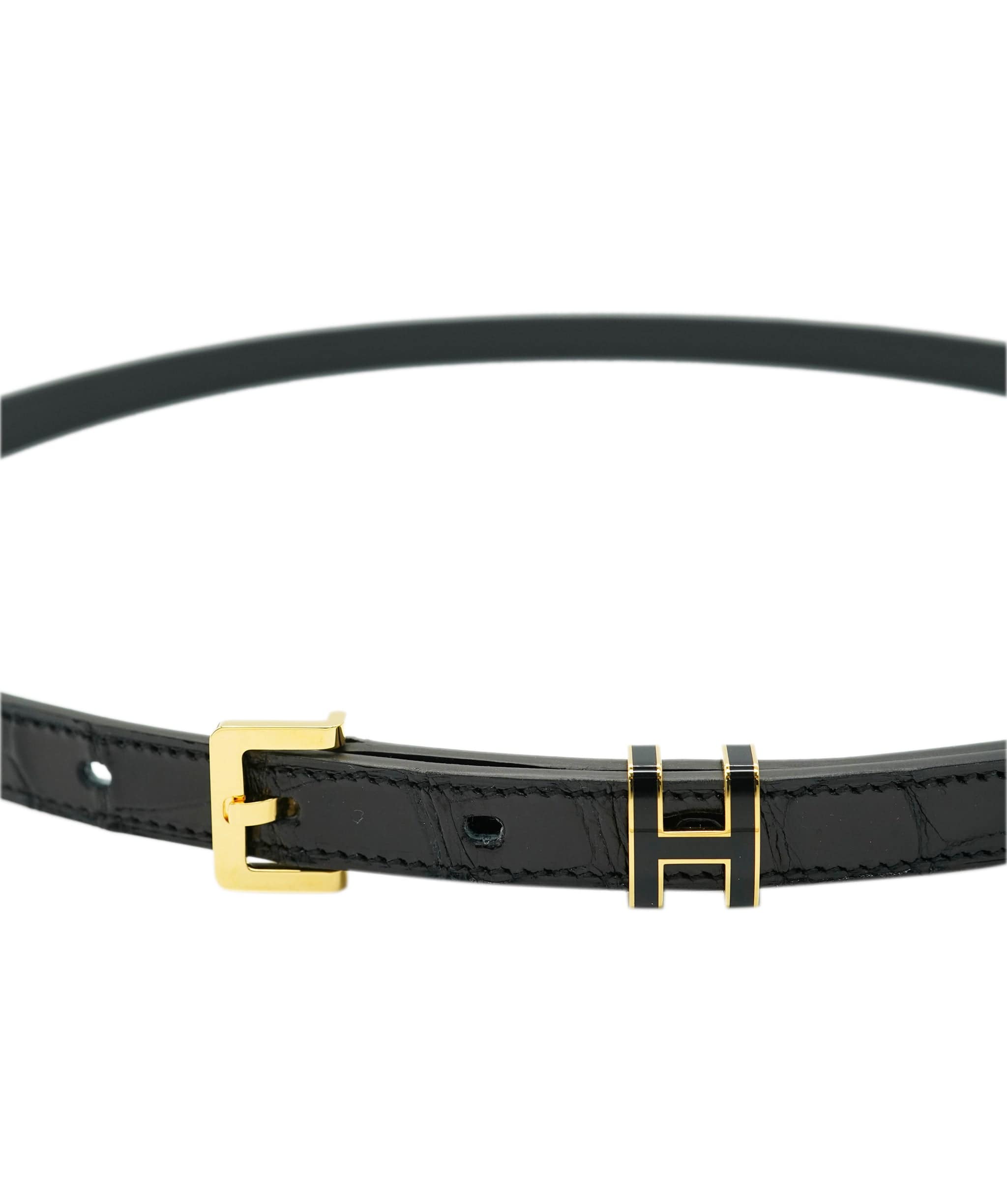 Hermès Pre Owned Hermes Crocodile Porosus H Pop Belt with GHW  ALC2225