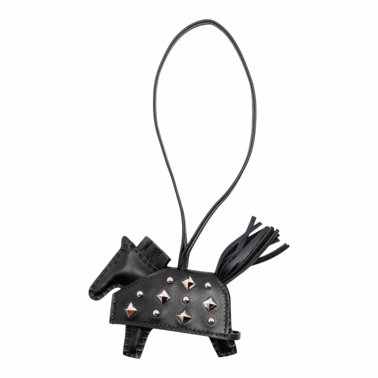 Hermes Hermes Rodeo PM Robeo Rock Bag Charm Black SHW Stamp K - New in Box