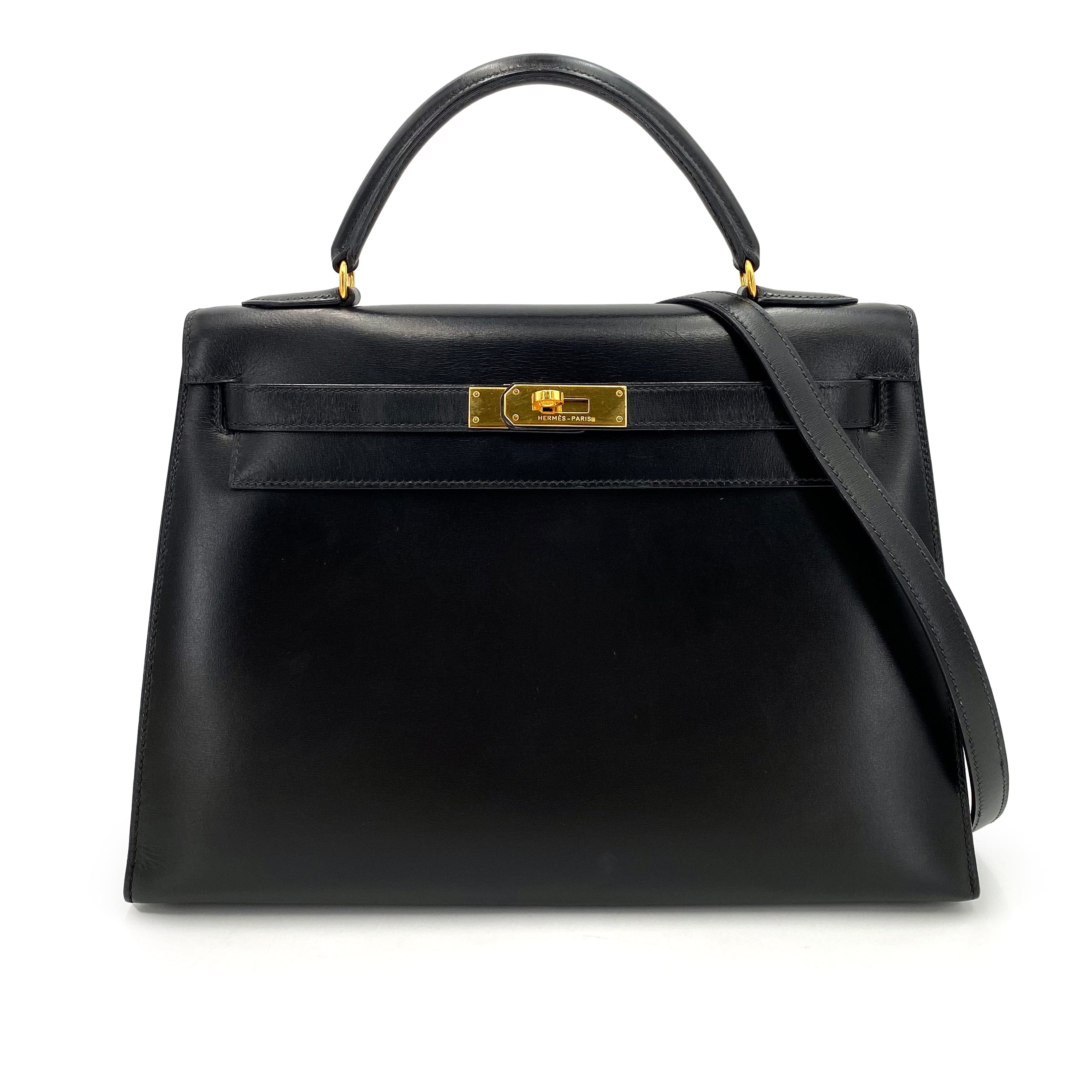 Hermès *AUCTION* Hermès Vintage Kelly 32 Sellier Black Boxcalf GHW #V 90234350