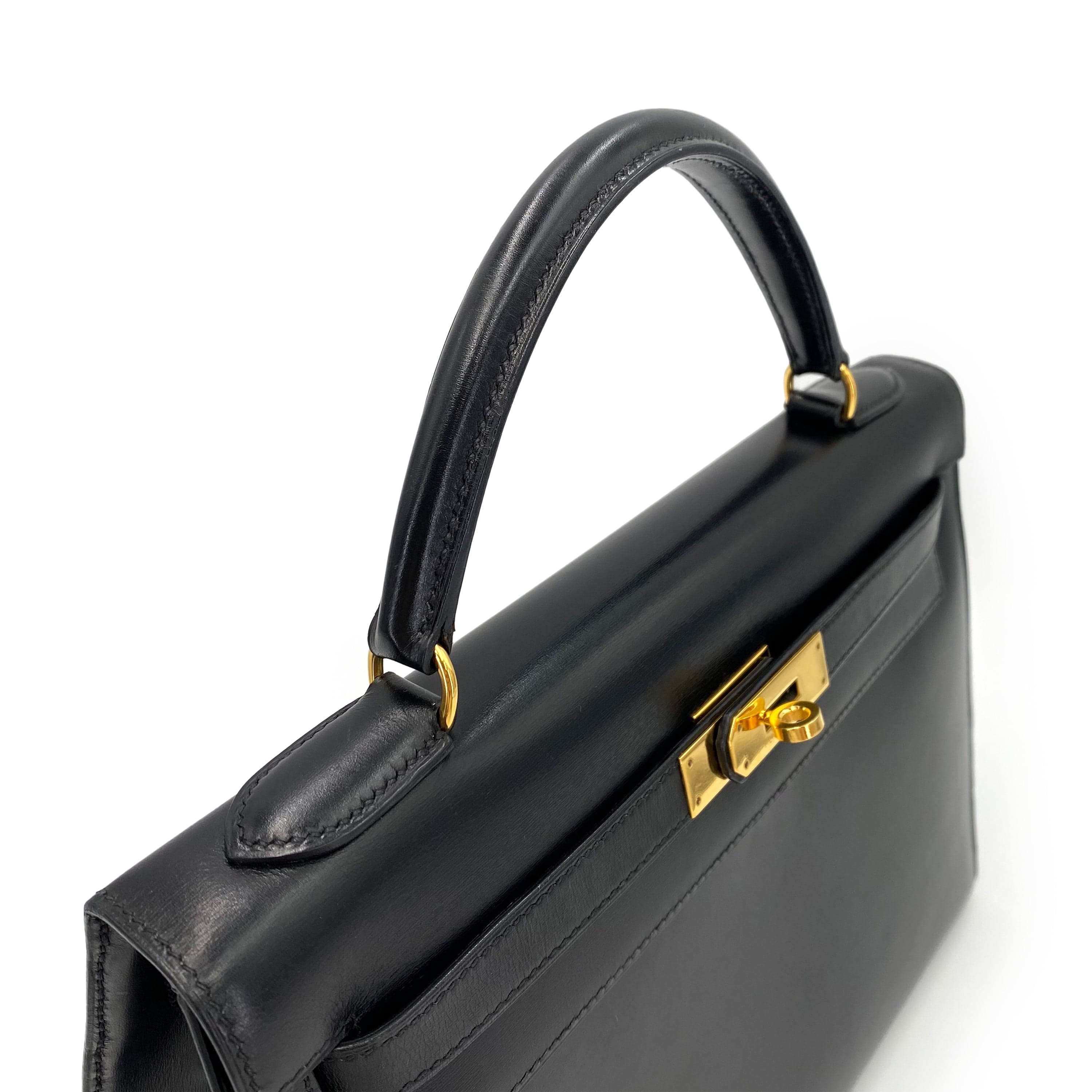 Hermès *AUCTION* Hermès Vintage Kelly 32 Sellier Black Boxcalf GHW #V 90234350