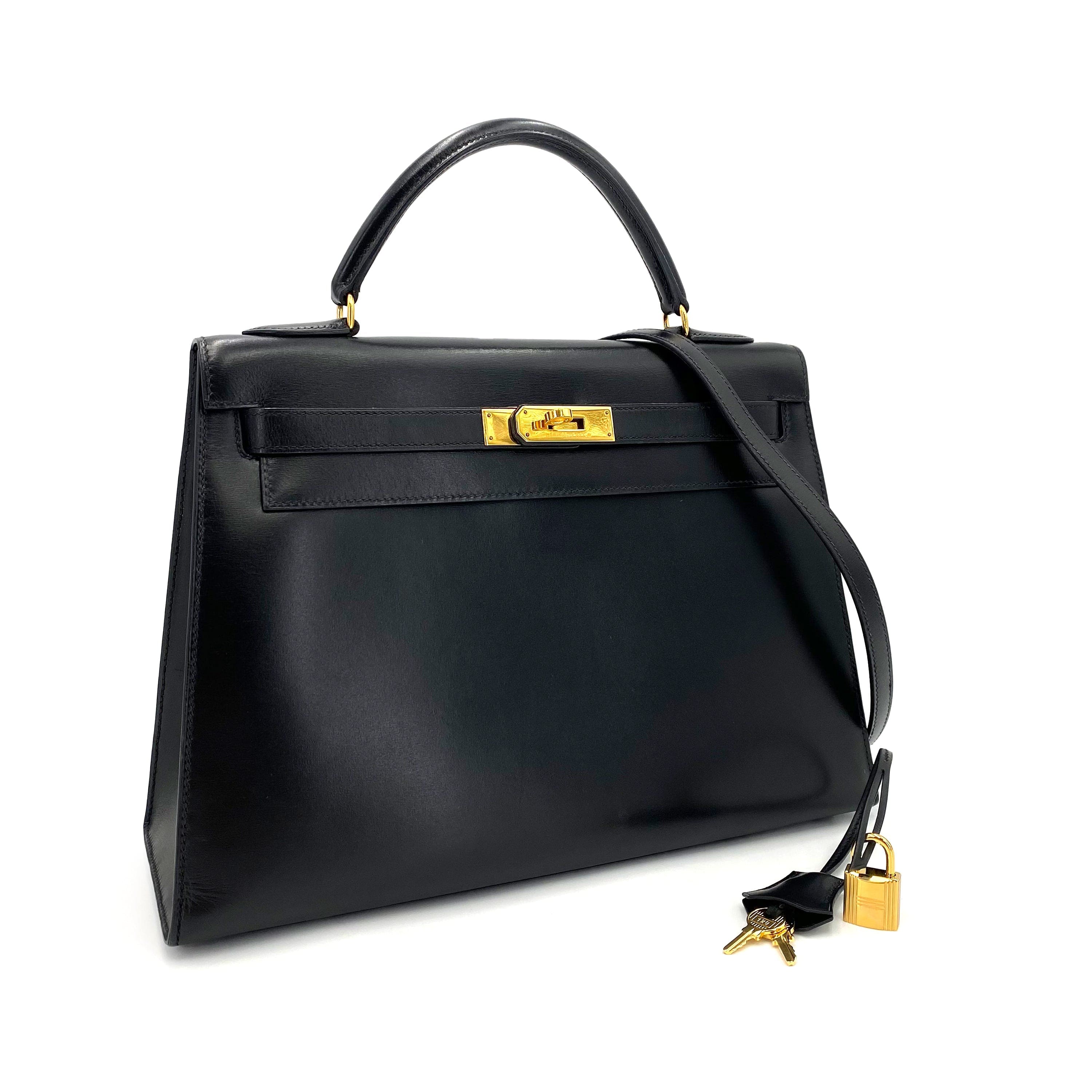 Hermès *AUCTION* Hermès Vintage Kelly 32 Sellier Black Boxcalf GHW #V 90234350