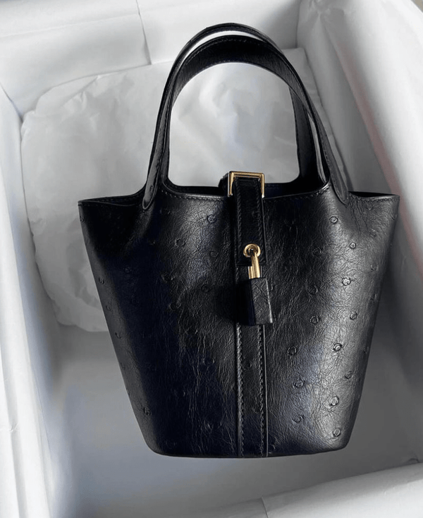 Hermès Hermes Picotin 14 (Micro) Black Ostrich GHW #B SKCB-073189