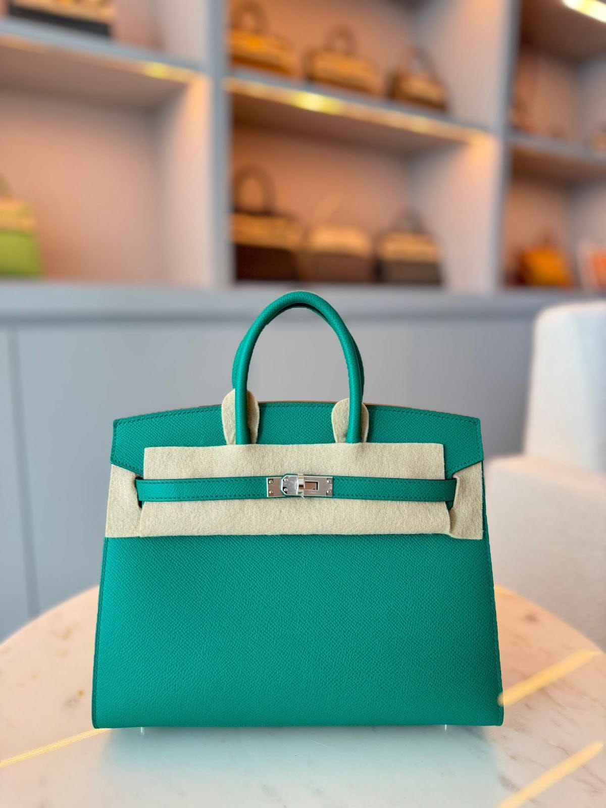 Hermès Birkin 25 Vert Jade Epsom Leather with Palladium Hardware AGC3189