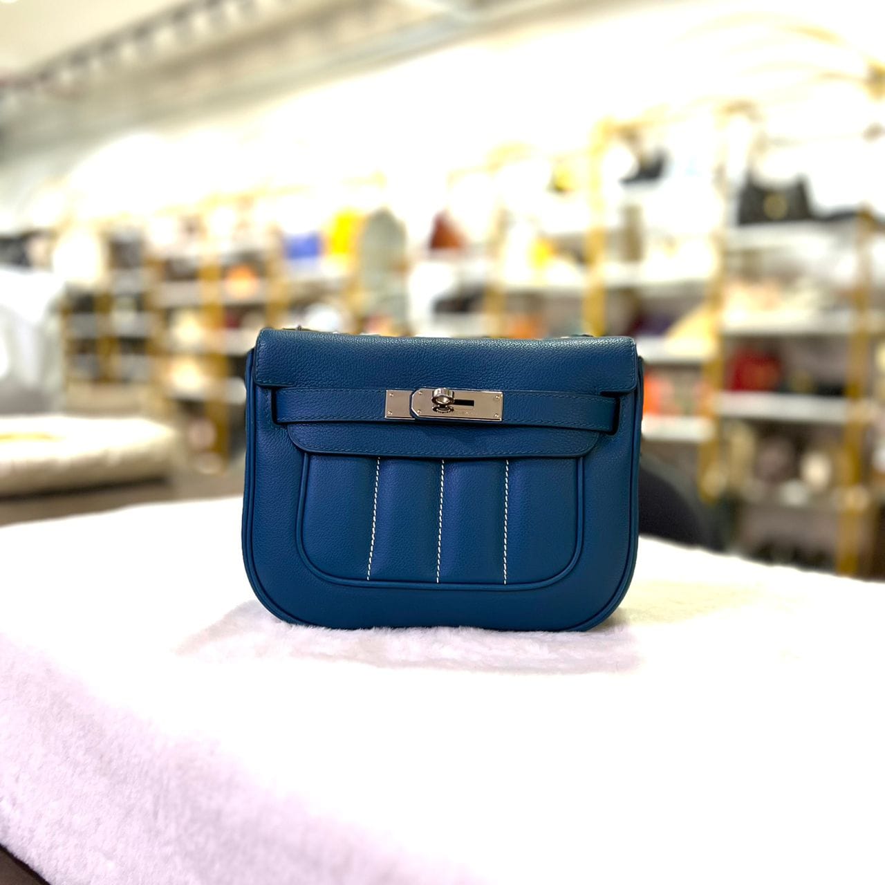 HERMES BLUE DE GALICE EVERCOLOR MINI BERLINE IN PHW SYC1833