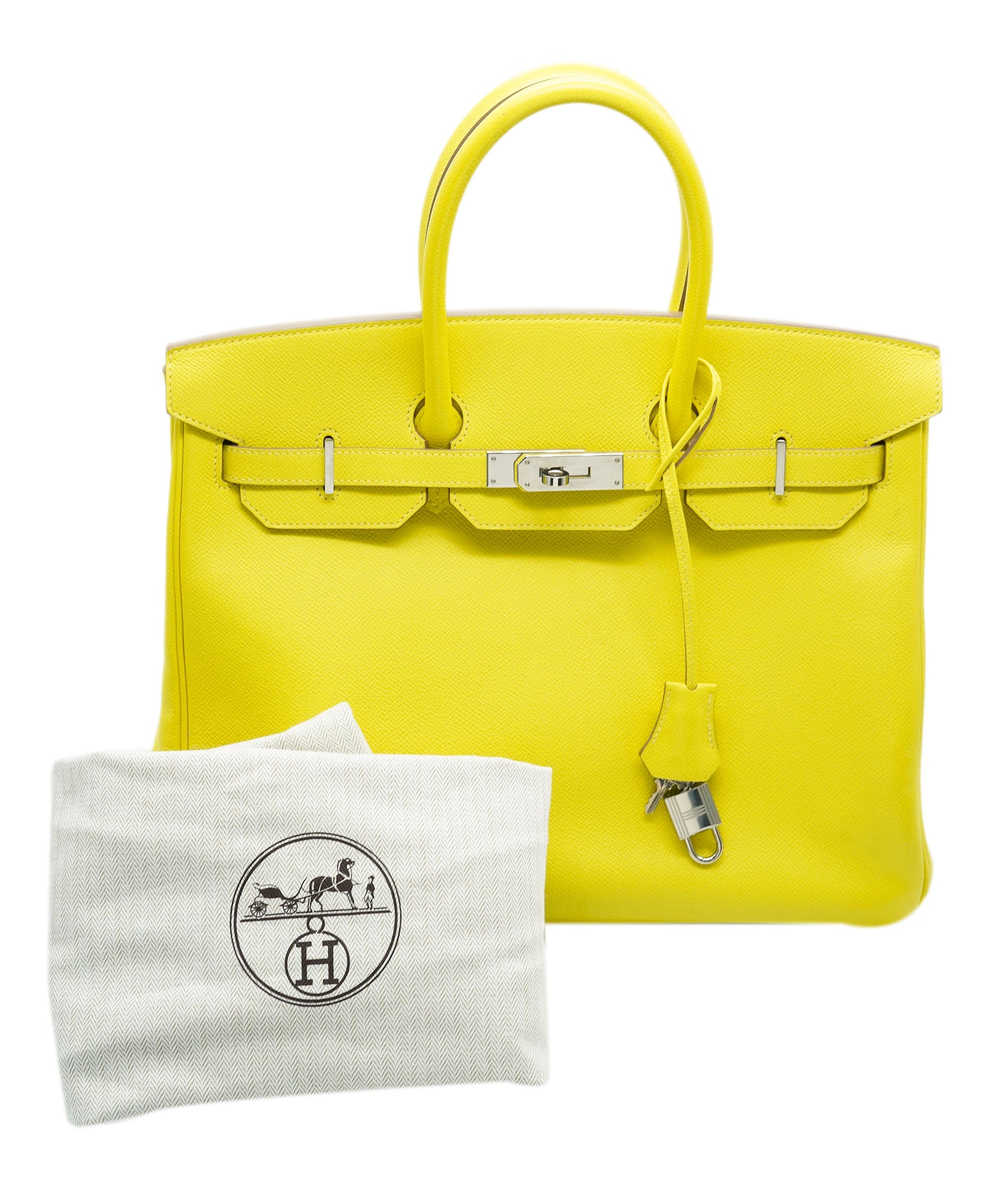 Hermès Hermes Birkin 35 Retourne Lime Epsom Leather Palladium Hardware  ASC4859