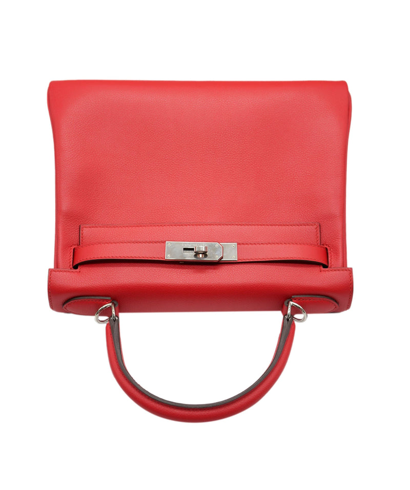 Hermes Rouge Casaque Kelly 28 Bag W/ Twilly – The Closet