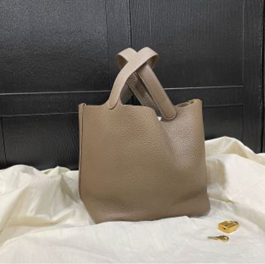 HERMES Hermes Basket 22 Elephant Grey Gold B Engraving US6479