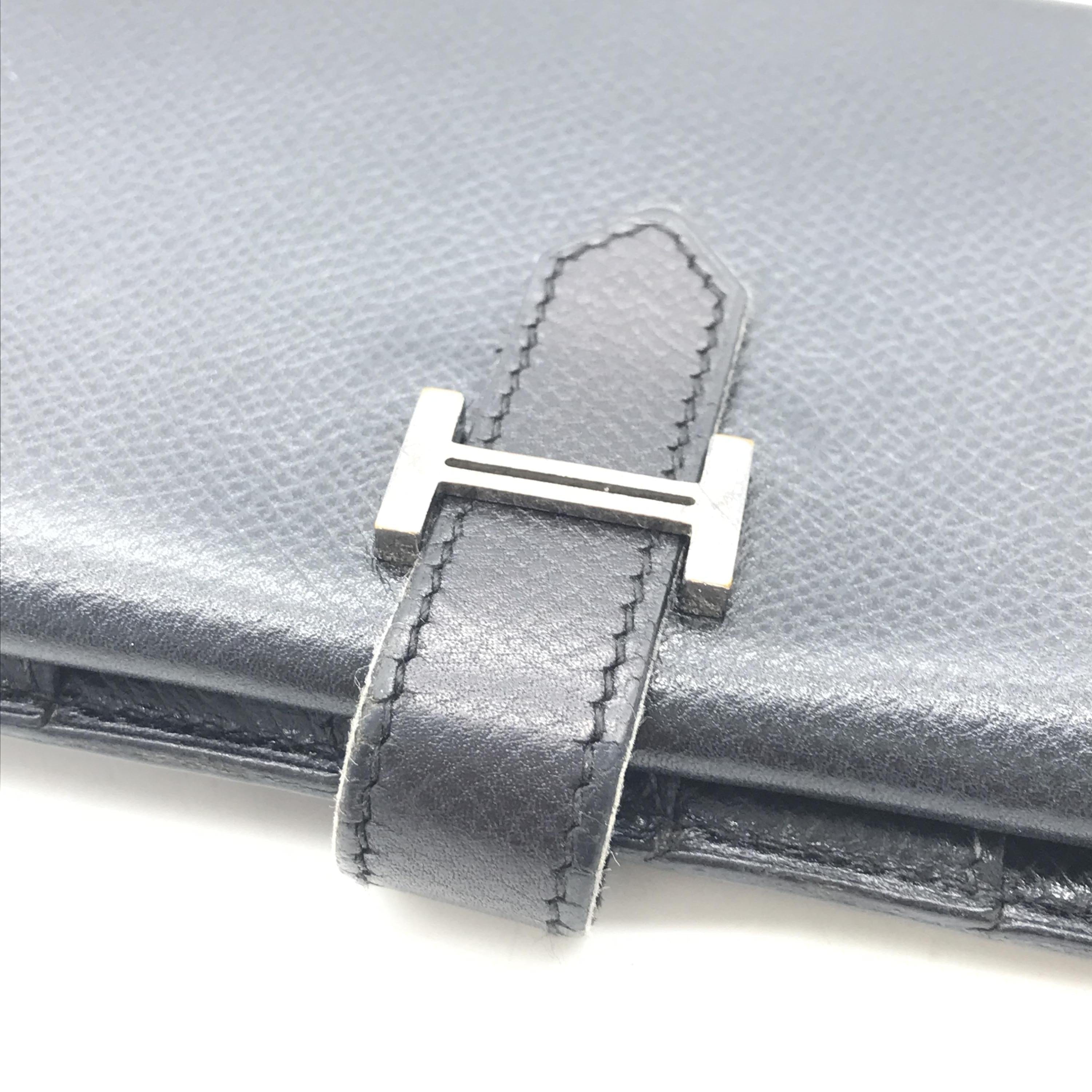 Hermès Hermès Bearn Leather Black Long Bifold Wallet ALC3213
