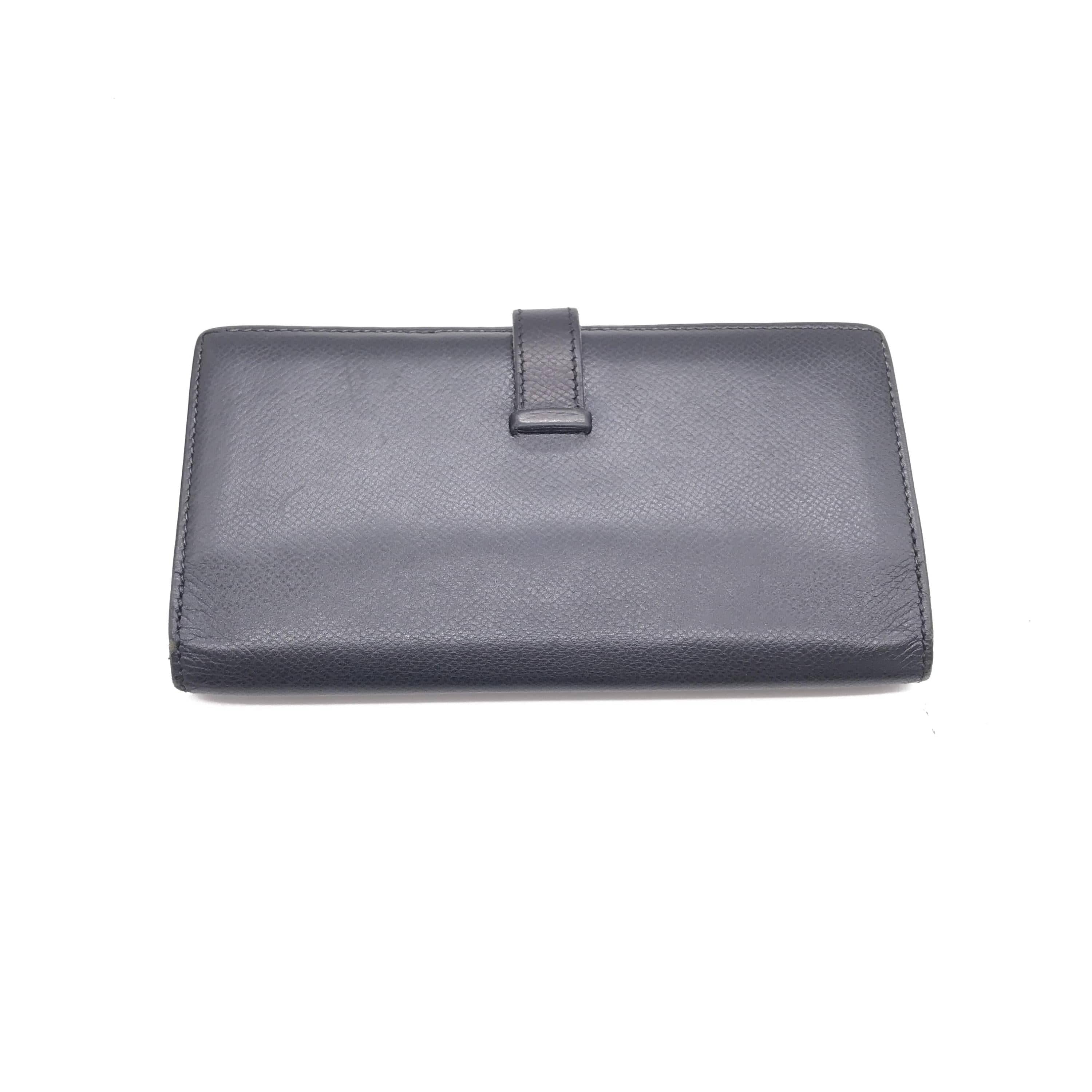 Hermès Hermès Bearn Leather Black Long Bifold Wallet ALC3213