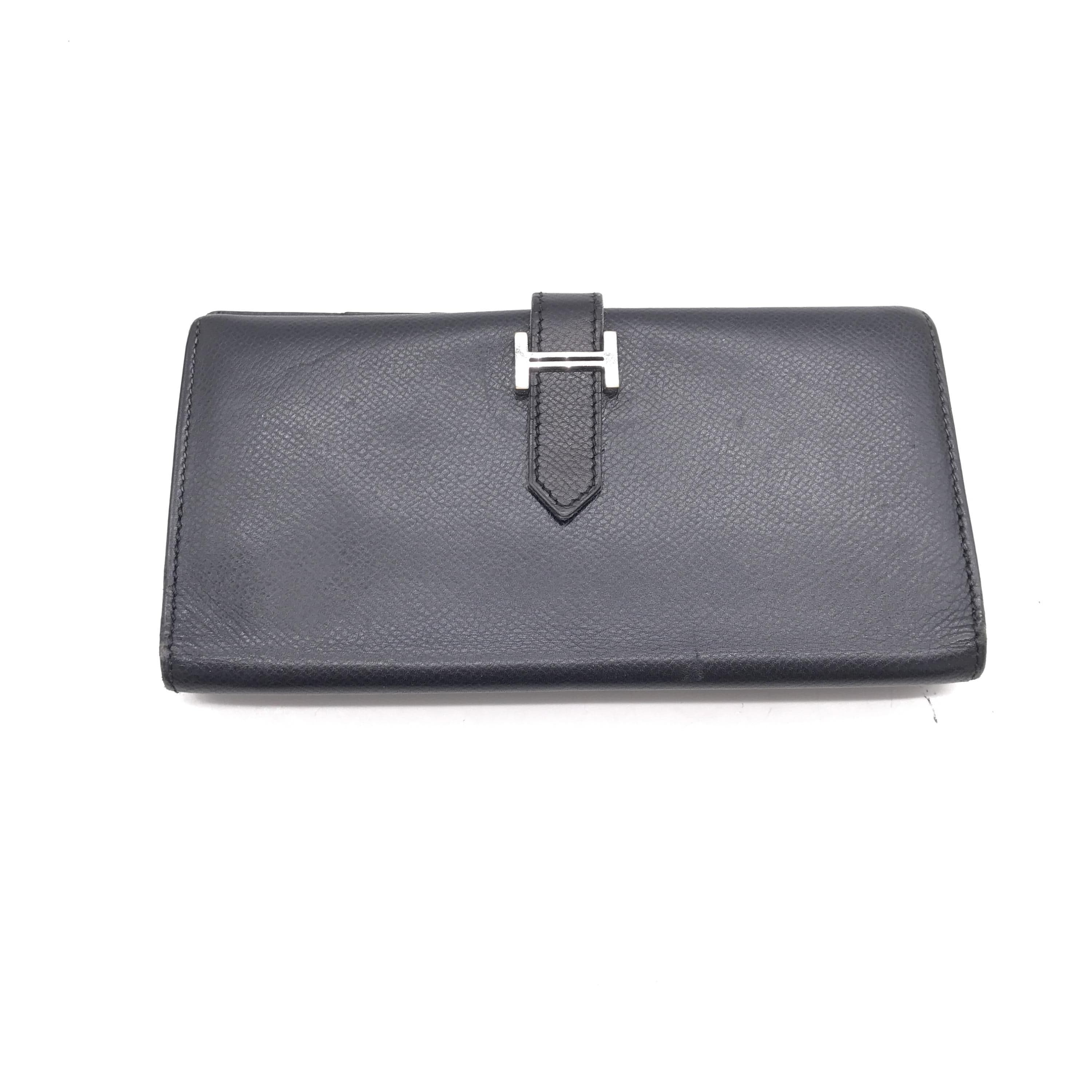 Hermès Hermès Bearn Leather Black Long Bifold Wallet ALC3213
