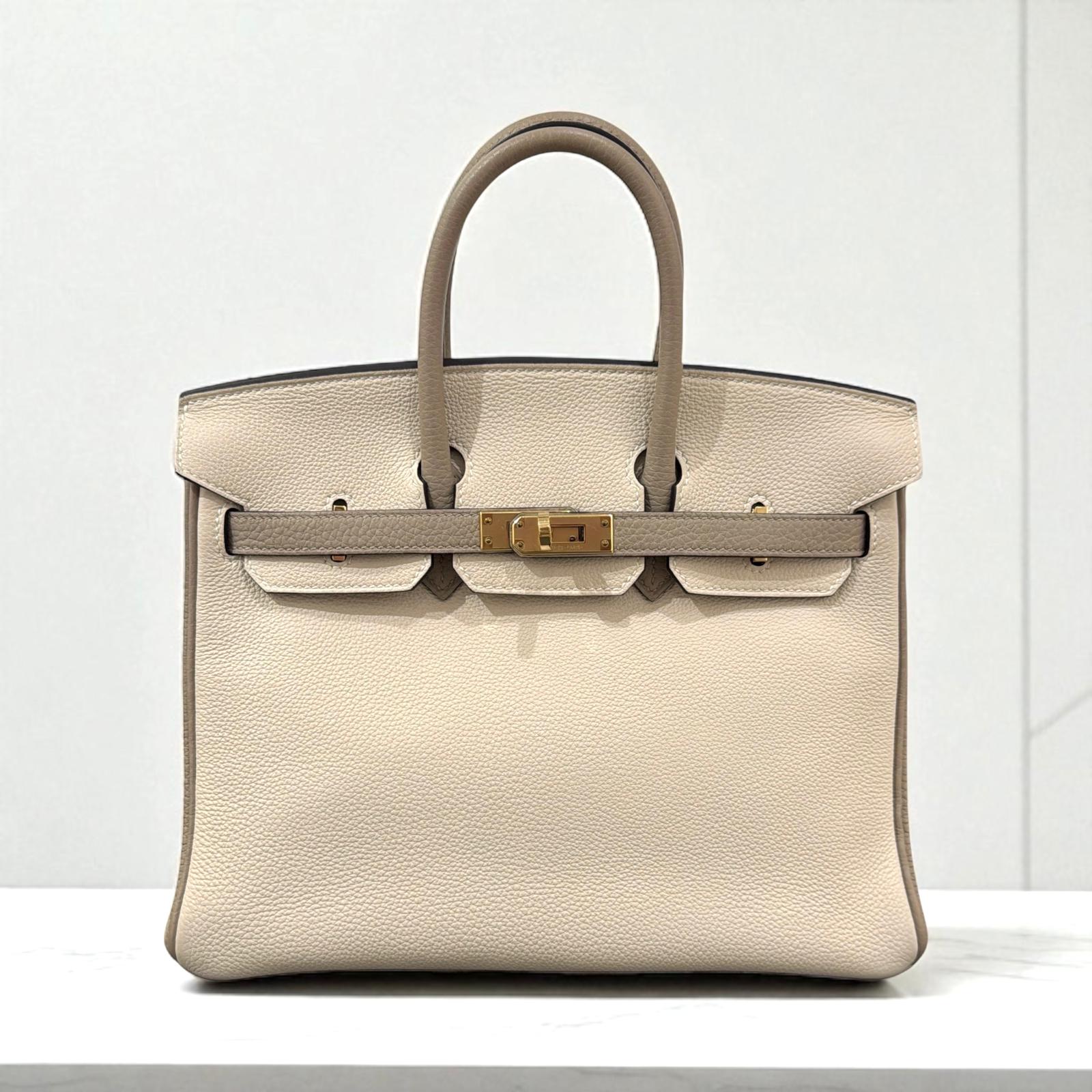Hermès Hermes Birkin 25 HSS Craie / Gris Tourterelle Togo GHW #B SKC8210H