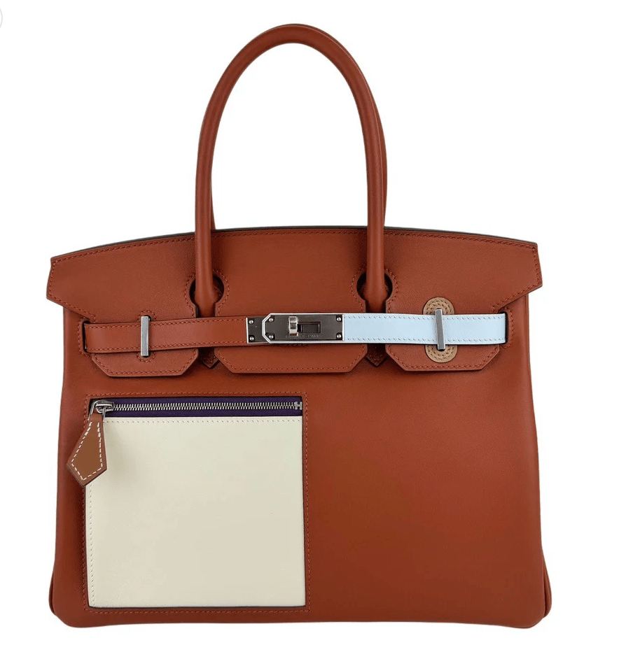 Hermès Hermes Birkin 30 Colormatic Brique / Nata / Blue Brume Swift PHW #U SKCB-148121