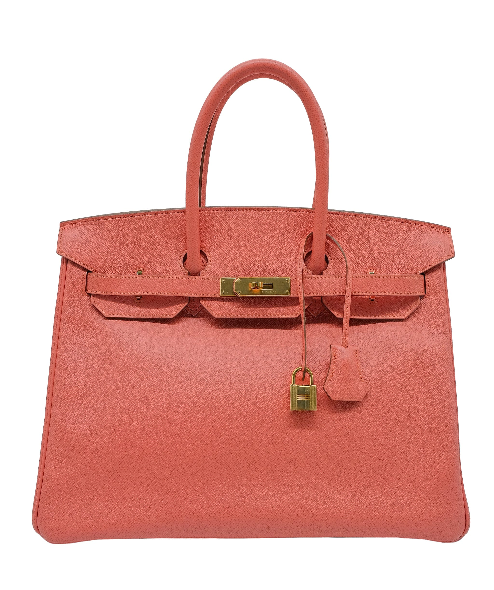 Hermès Hermes Birkin 35 Flamingo GHW w/ Padlock & Key / Clochette, Dust bag RJC3343