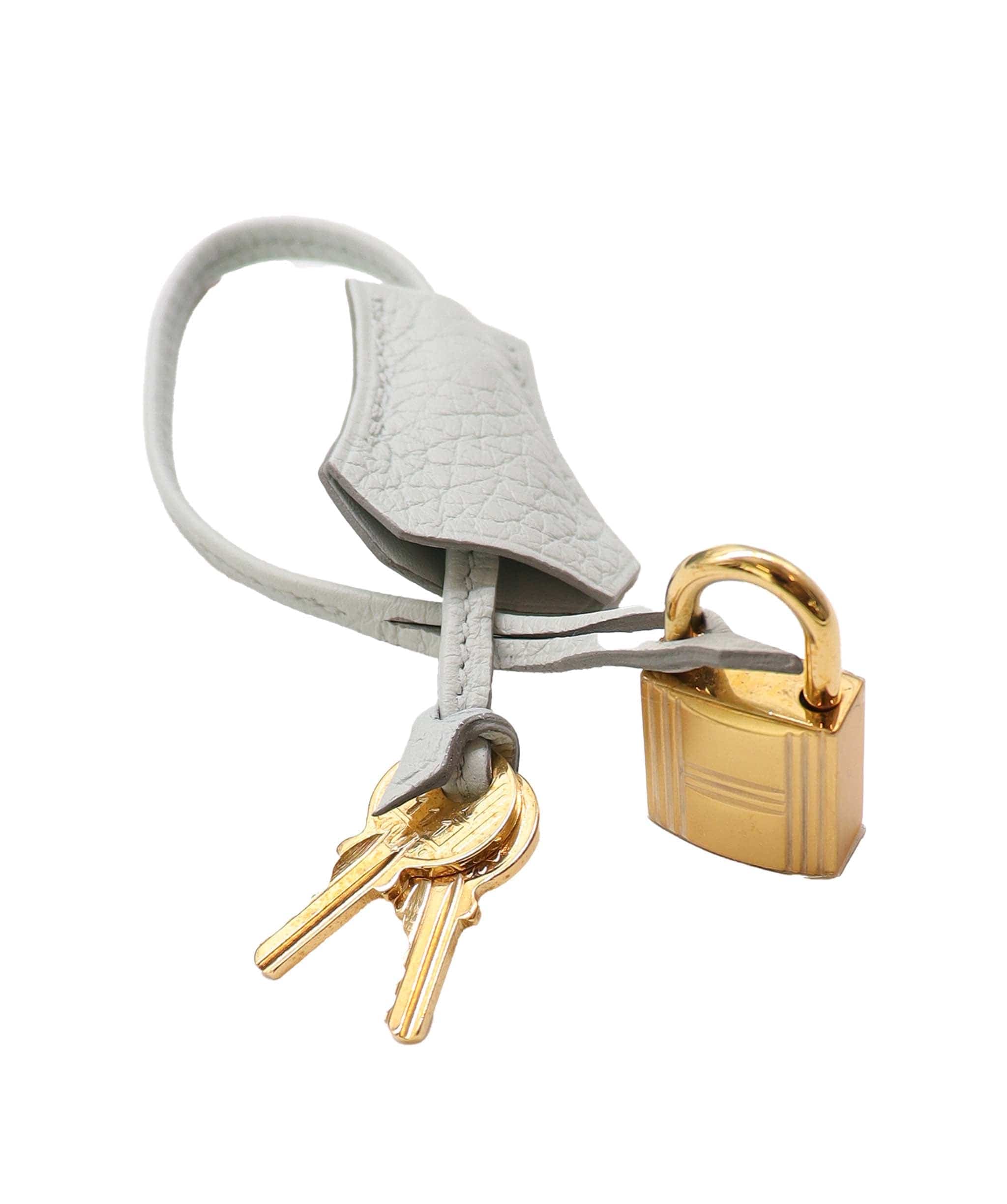 Hermès Hermes Birkin 35 Gris Pale TC x Denim GHW Stamp Square F DXBS5026