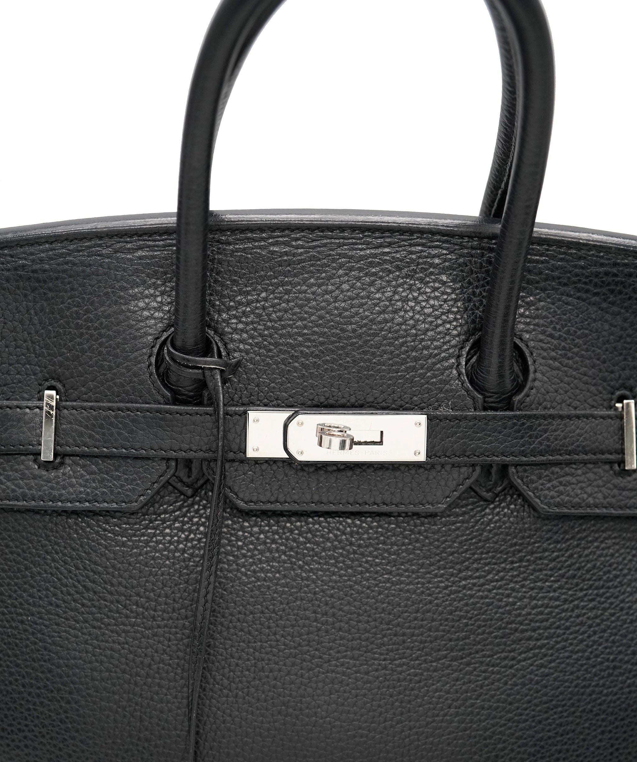 Hermès HERMES Birkin 35 Hand Bag Leather Black Silver Auth 89223 DBXS1768