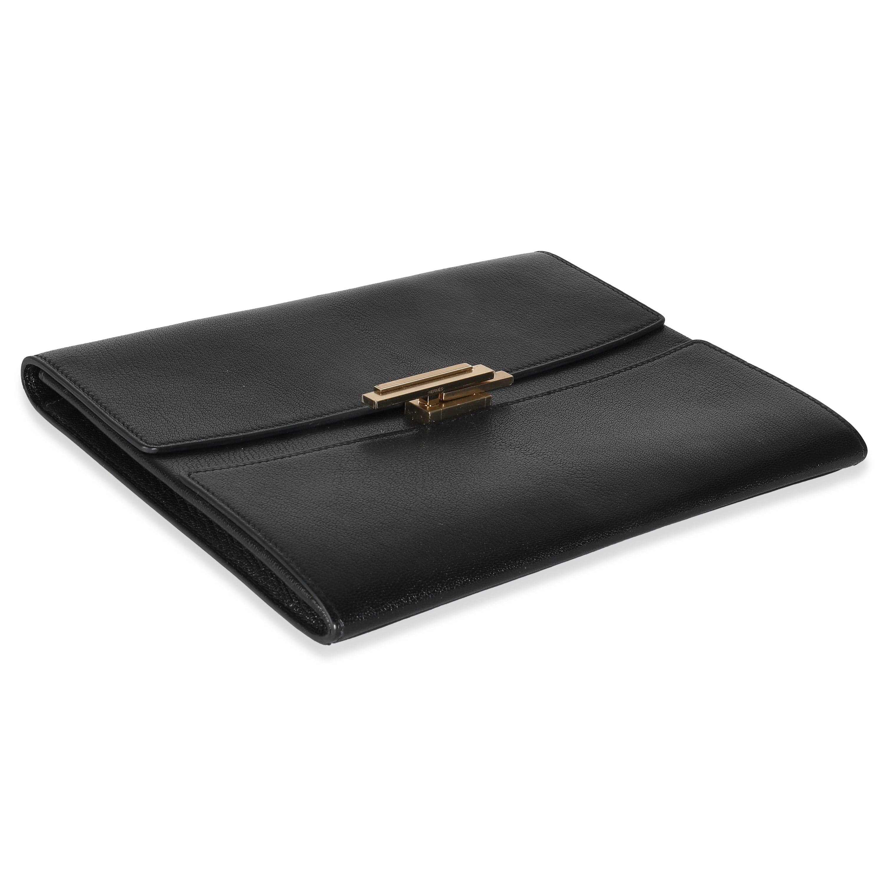 Hermès Hermes Cinhetic Clutch Chèvre Mysore Black Leather GHW ASC5205