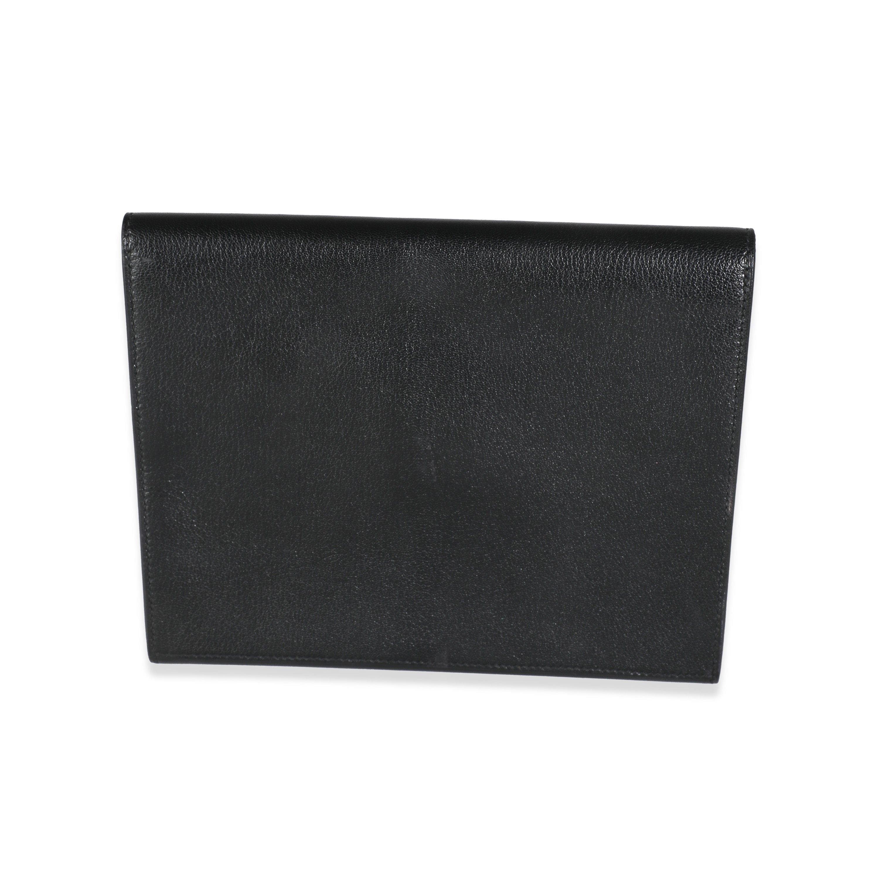 Hermès Hermes Cinhetic Clutch Chèvre Mysore Black Leather GHW ASC5205