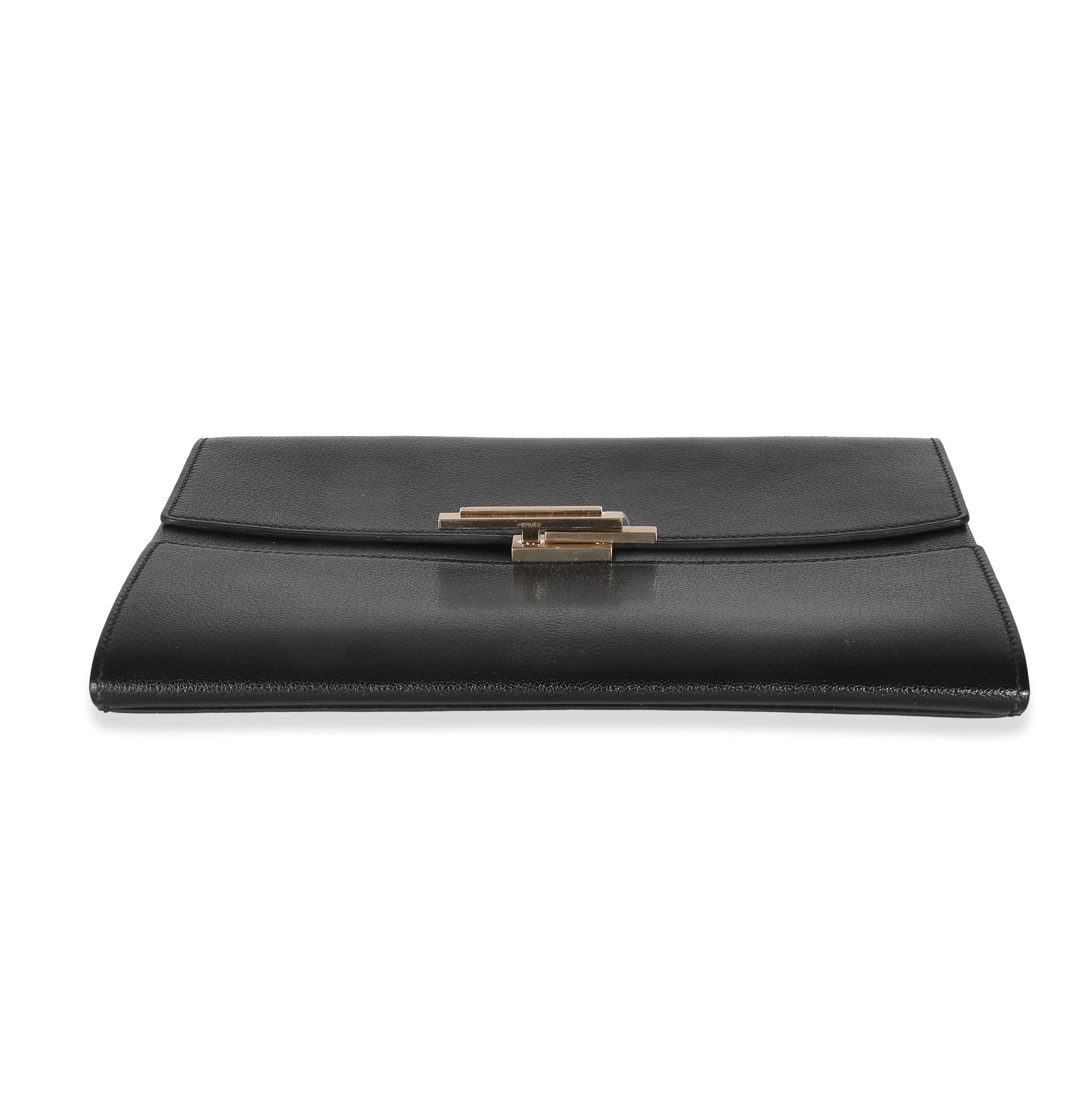 Hermès Hermes Cinhetic Clutch Chèvre Mysore Black Leather GHW ASC5205