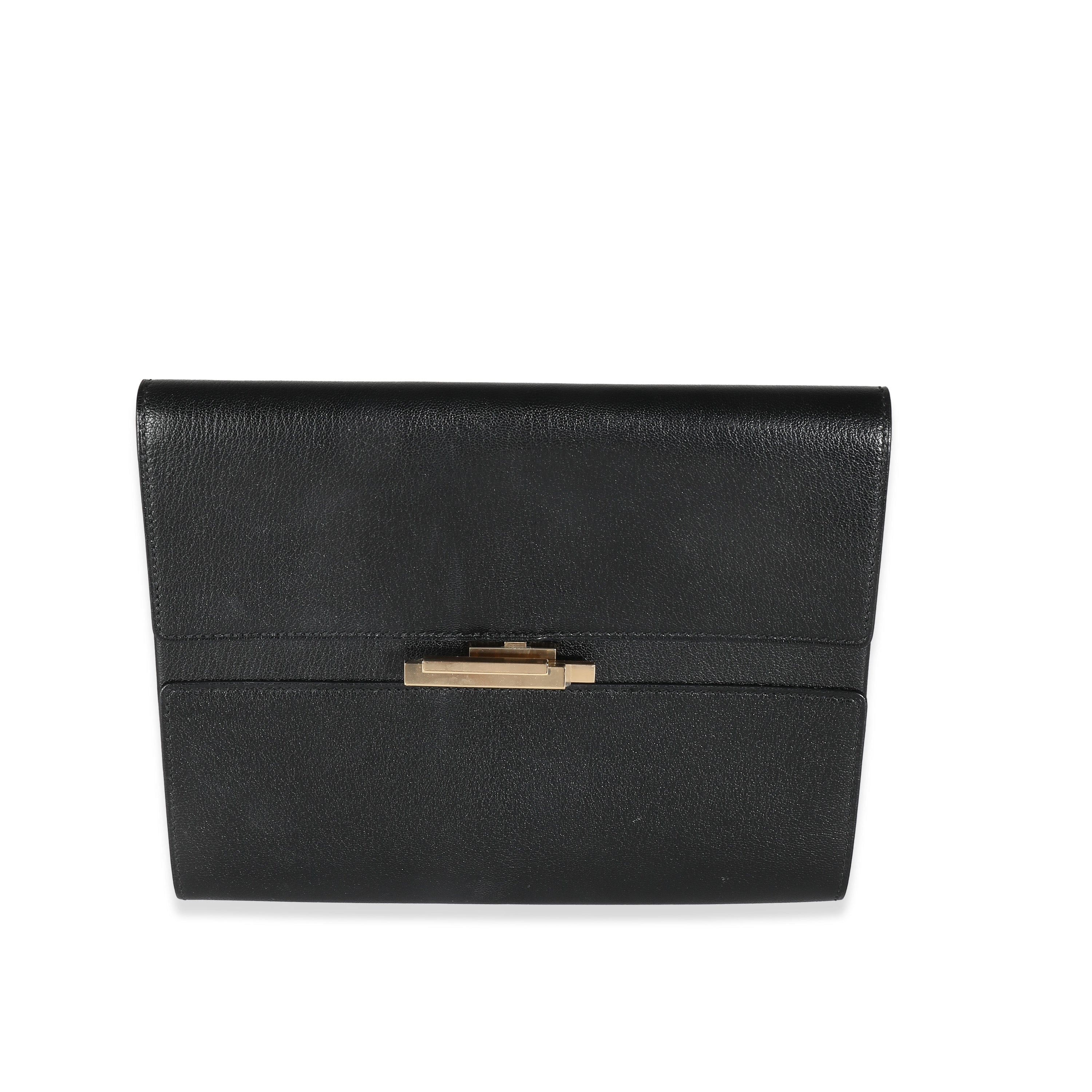 Hermès Hermes Cinhetic Clutch Chèvre Mysore Black Leather GHW ASC5205