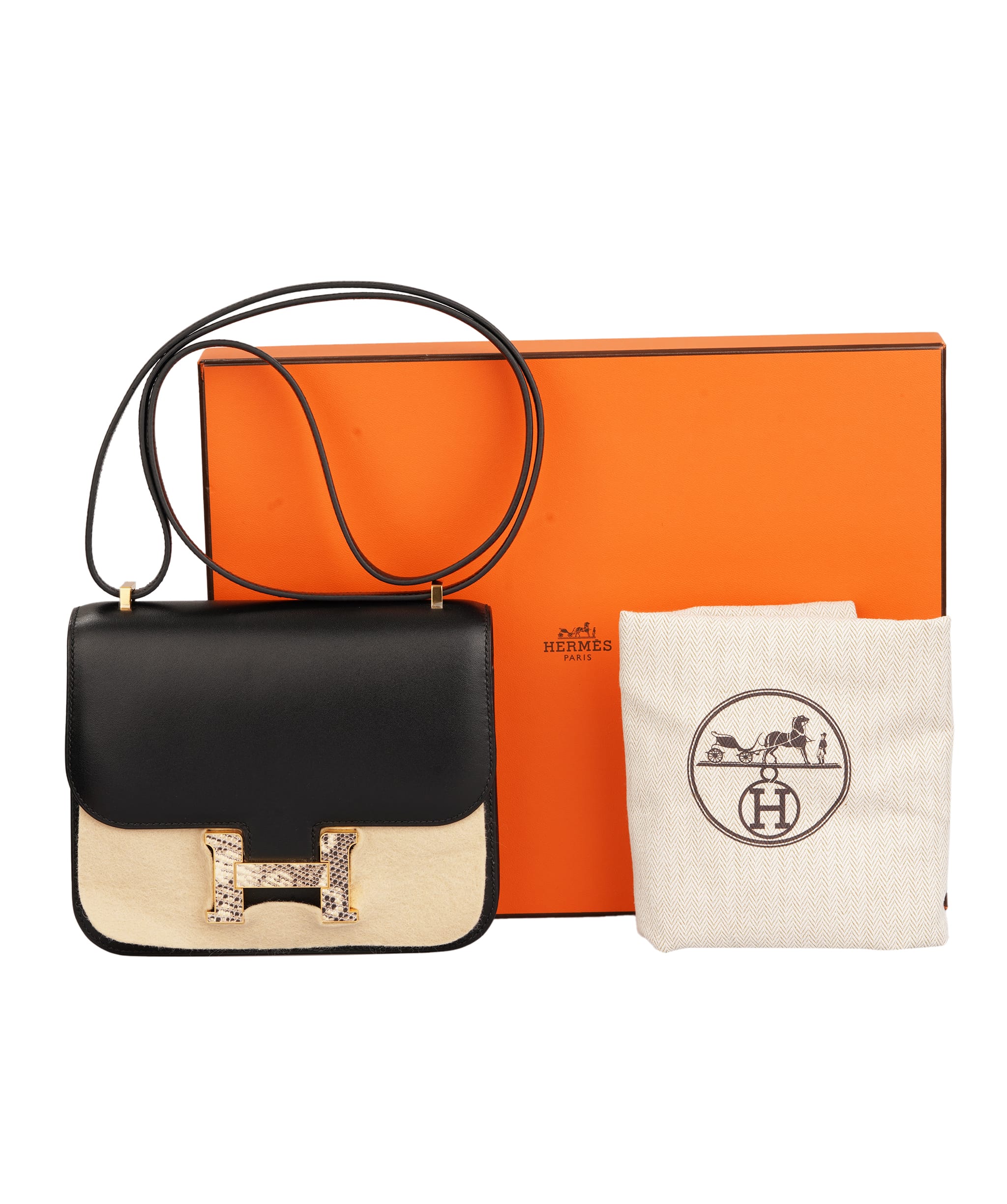 Hermes Hermès Constance 18 Black Leather Bag with Lizard H ALTC1017