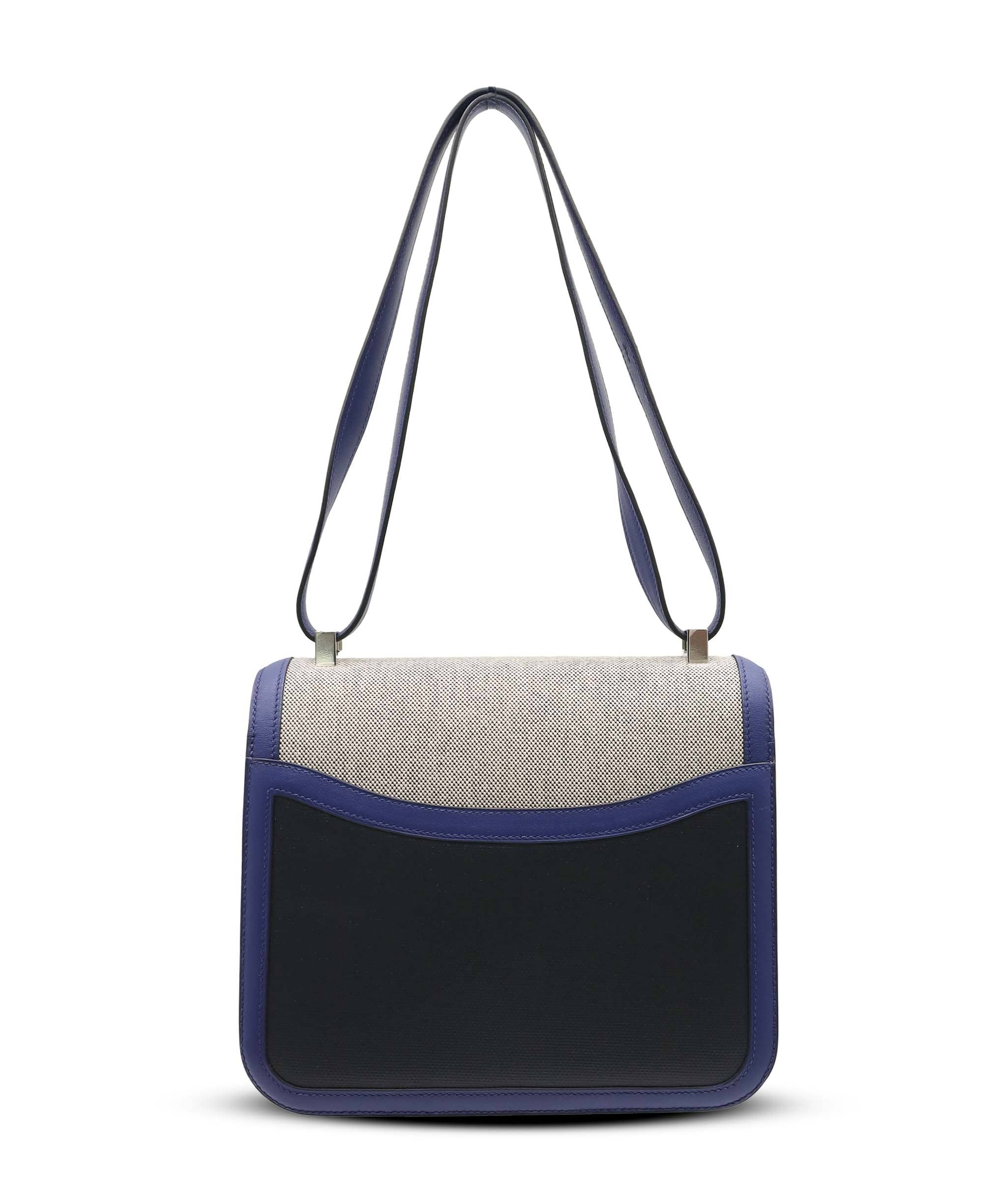 Hermès Hermes Constance 24 swift/Toile Black/Blue Saphir SHW ASC7360