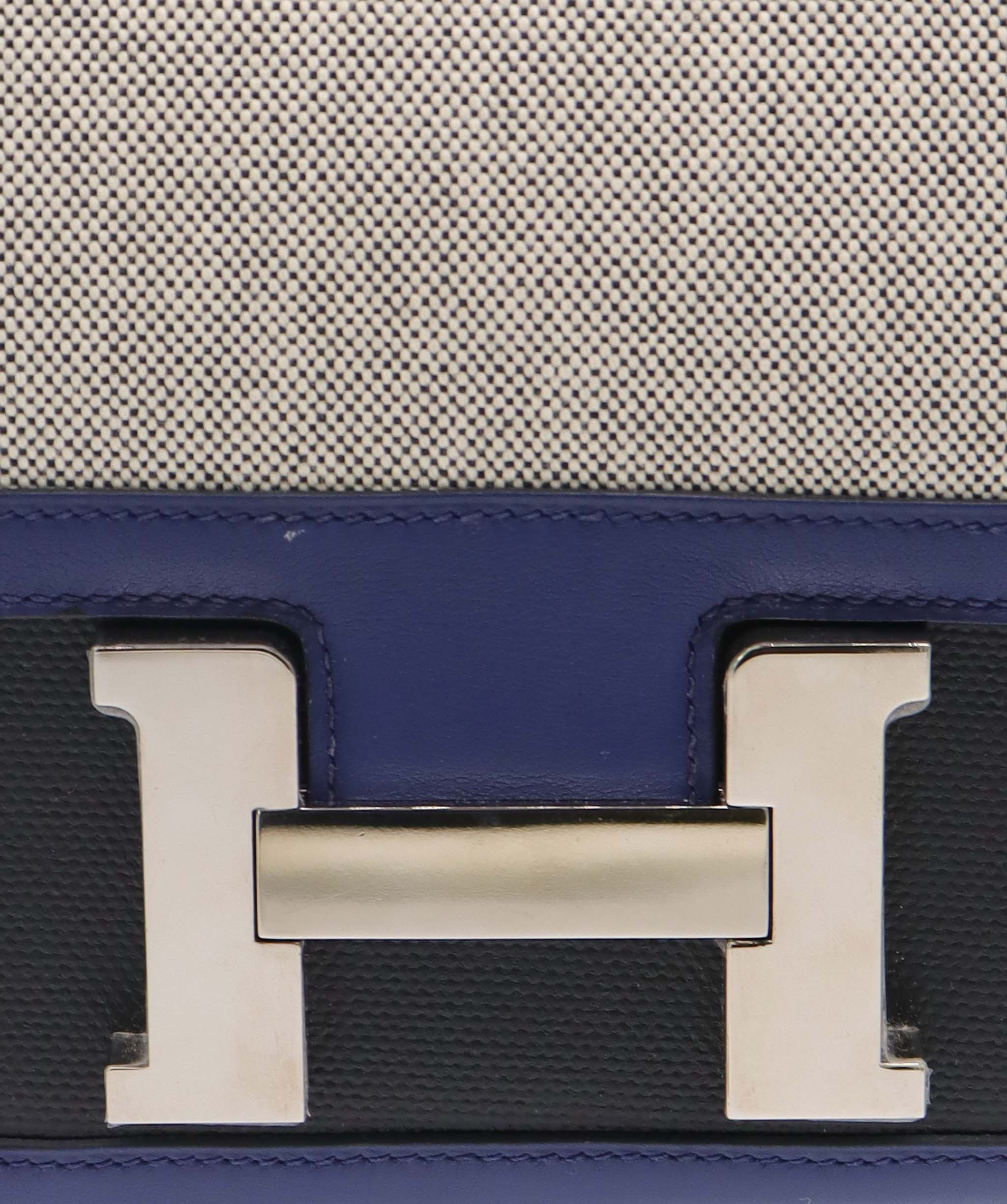 Hermès Hermes Constance 24 swift/Toile Black/Blue Saphir SHW ASC7360