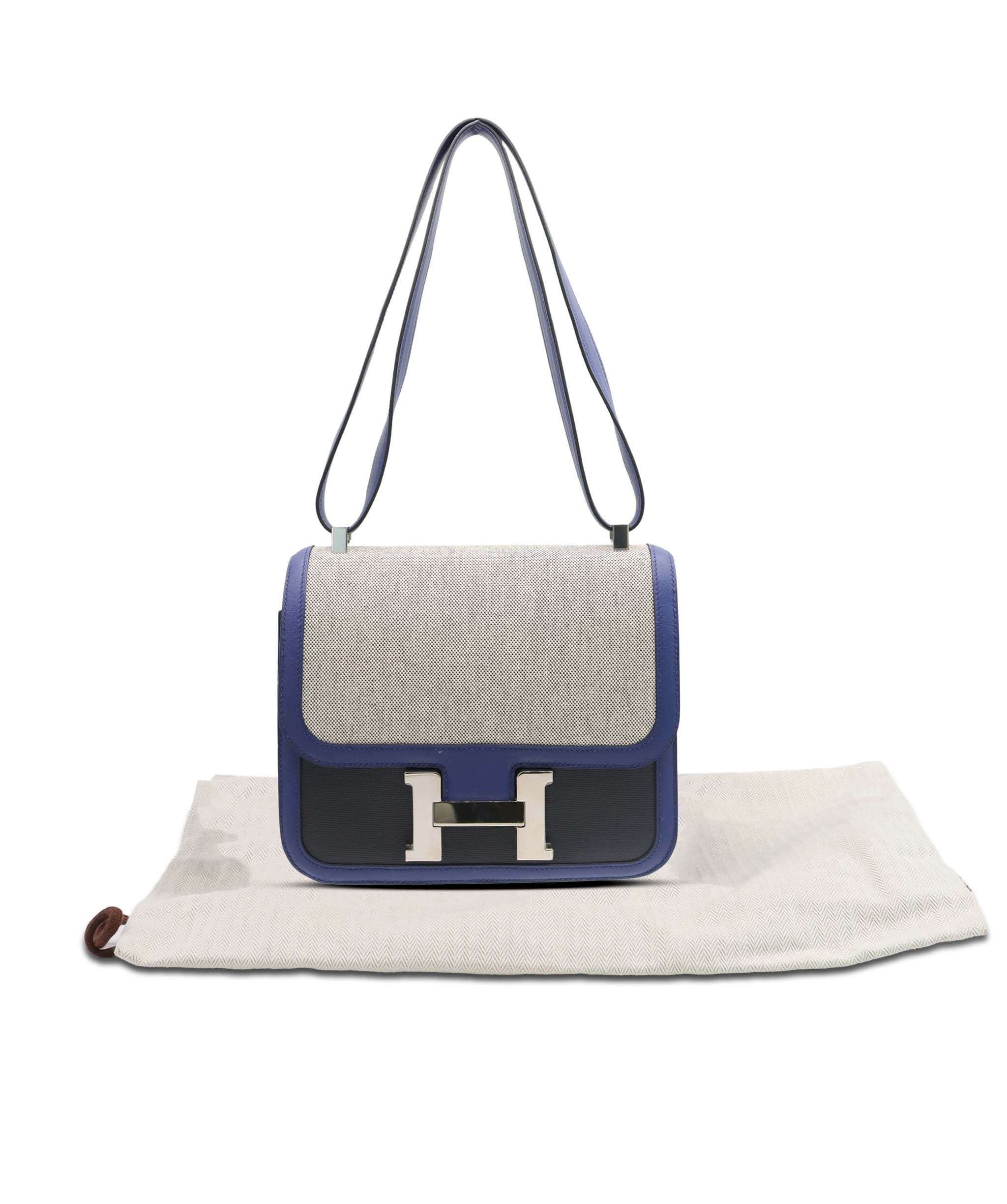 Hermès Hermes Constance 24 swift/Toile Black/Blue Saphir SHW ASC7360