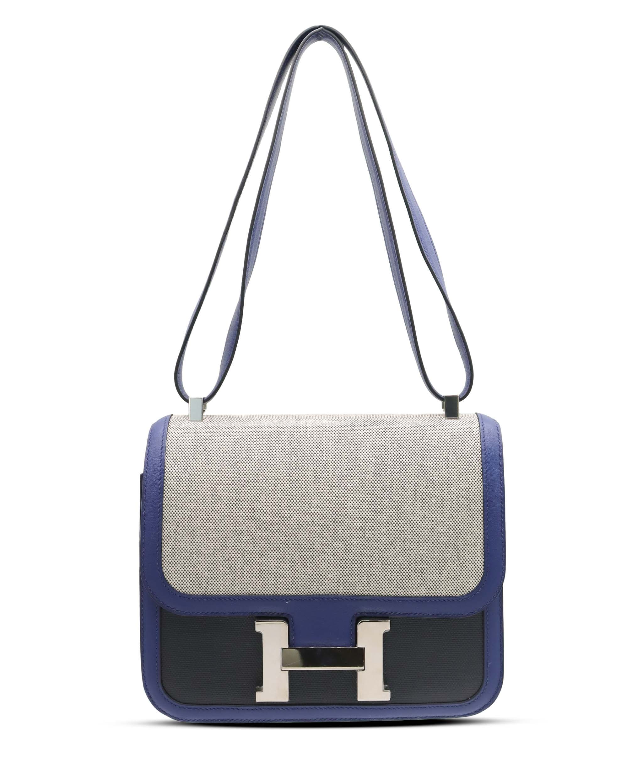 Hermès Hermes Constance 24 swift/Toile Black/Blue Saphir SHW ASC7360