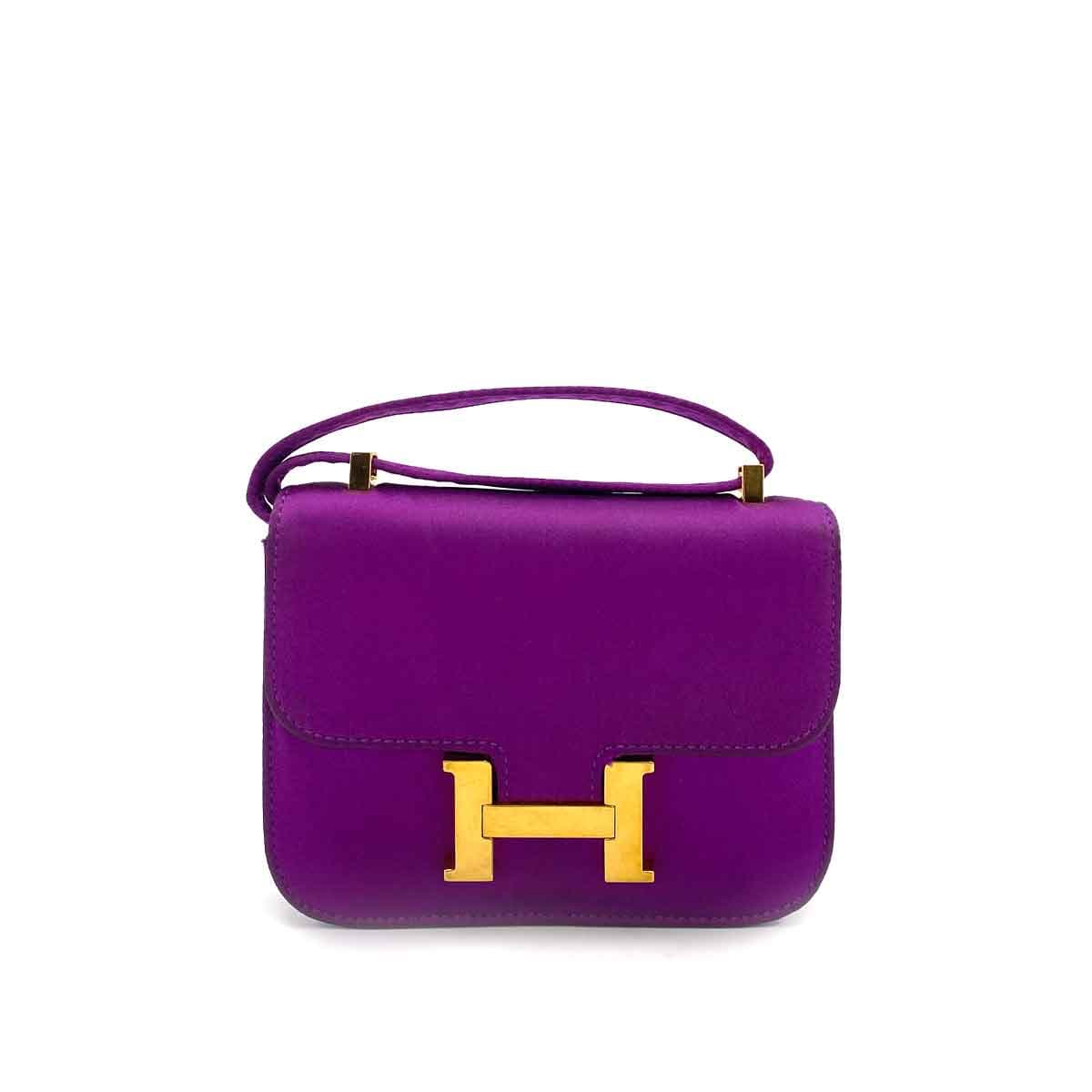 Hermès Hermes Constance Micro Purple Silk Satin Shoulder Bag Z 90238758 DXBS0094