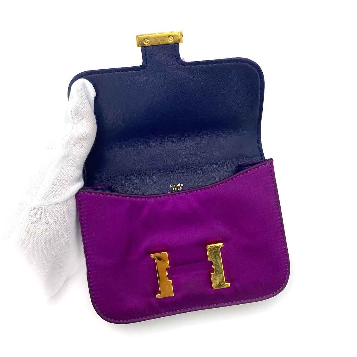 Hermès Hermes Constance Micro Purple Silk Satin Shoulder Bag Z 90238758 DXBS0094