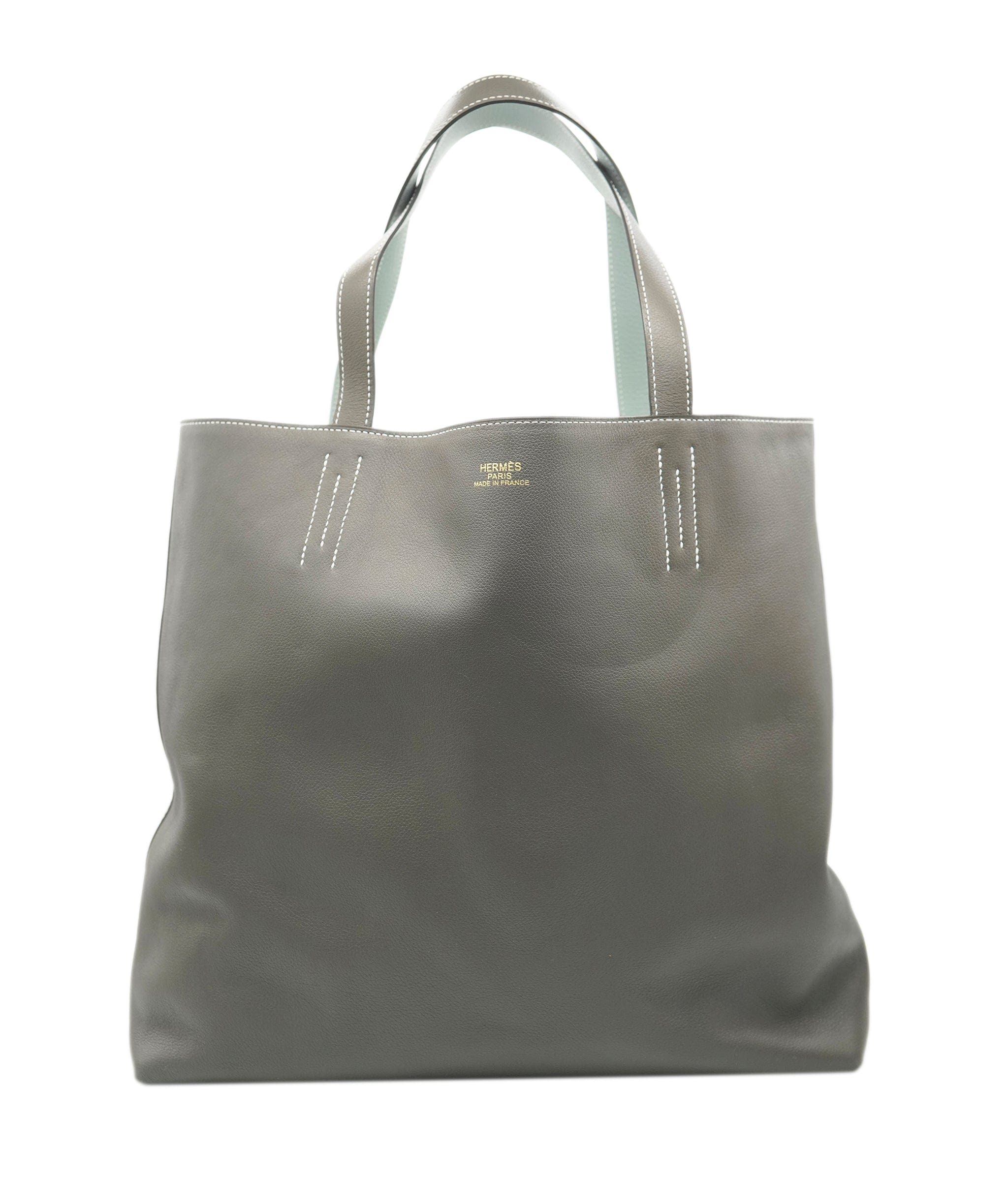 Hermès Hermes etoupe & blue brume reversible leather tote - AJC0899