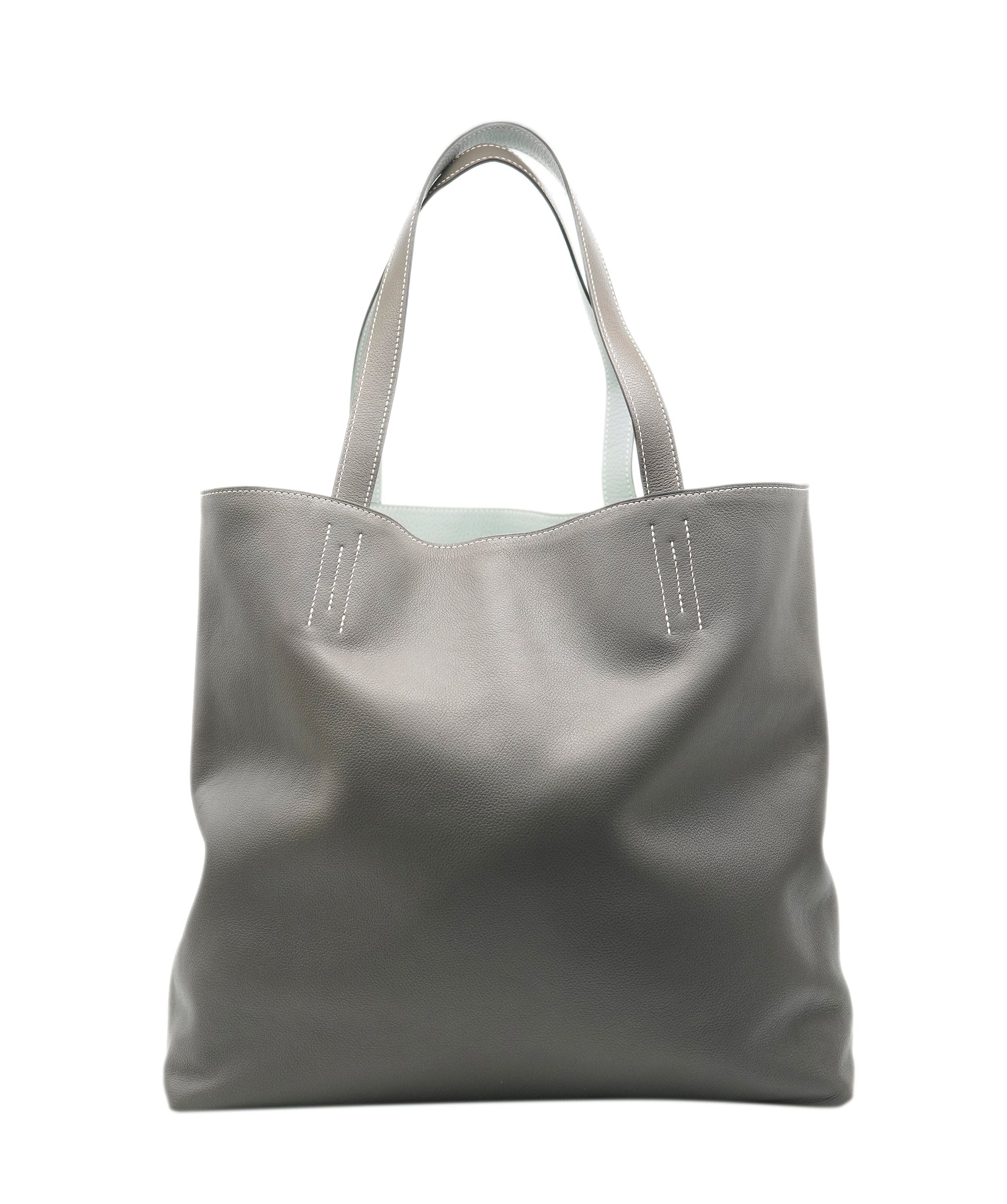 Hermès Hermes etoupe & blue brume reversible leather tote - AJC0899