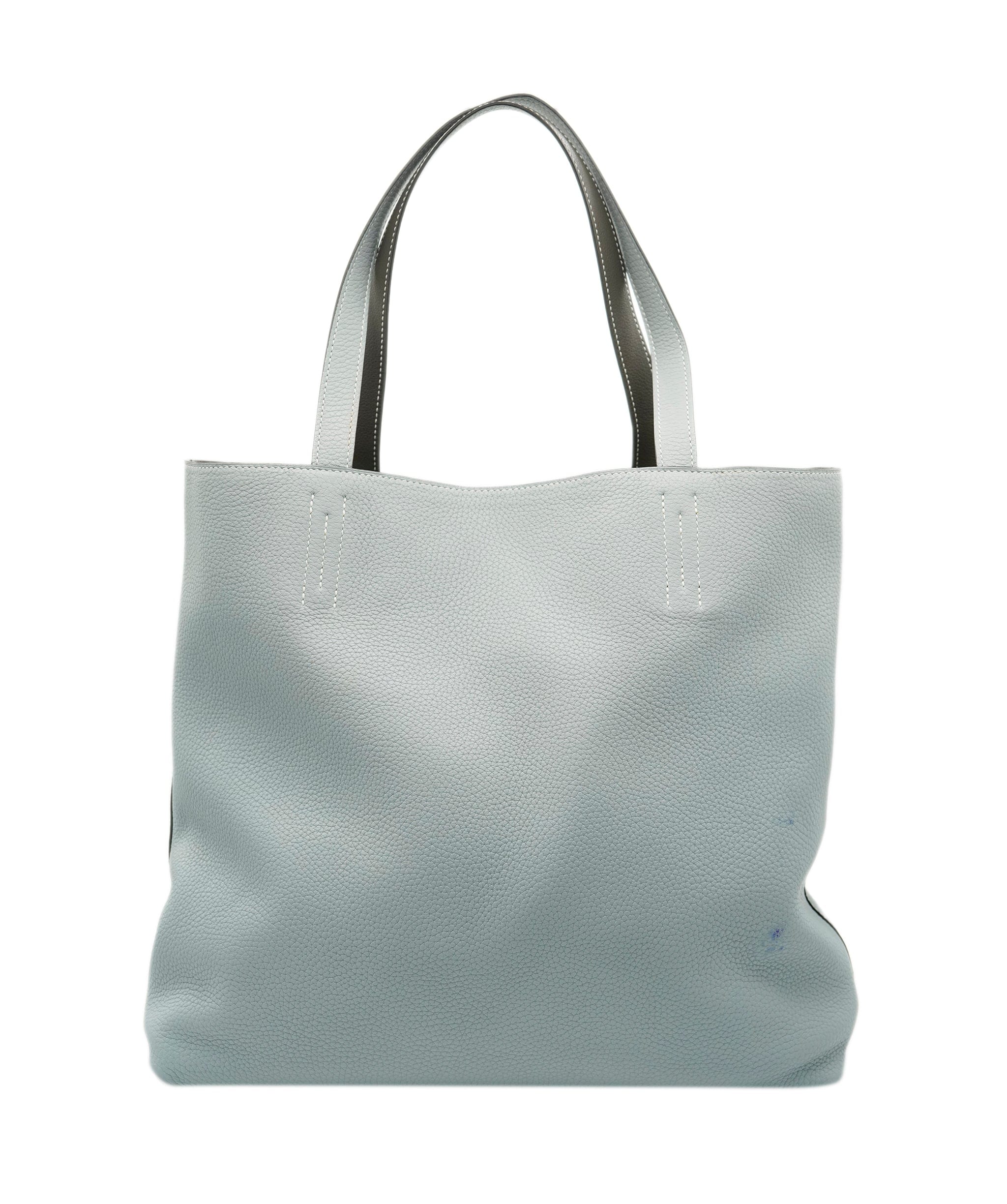 Hermès Hermes etoupe & blue brume reversible leather tote - AJC0899