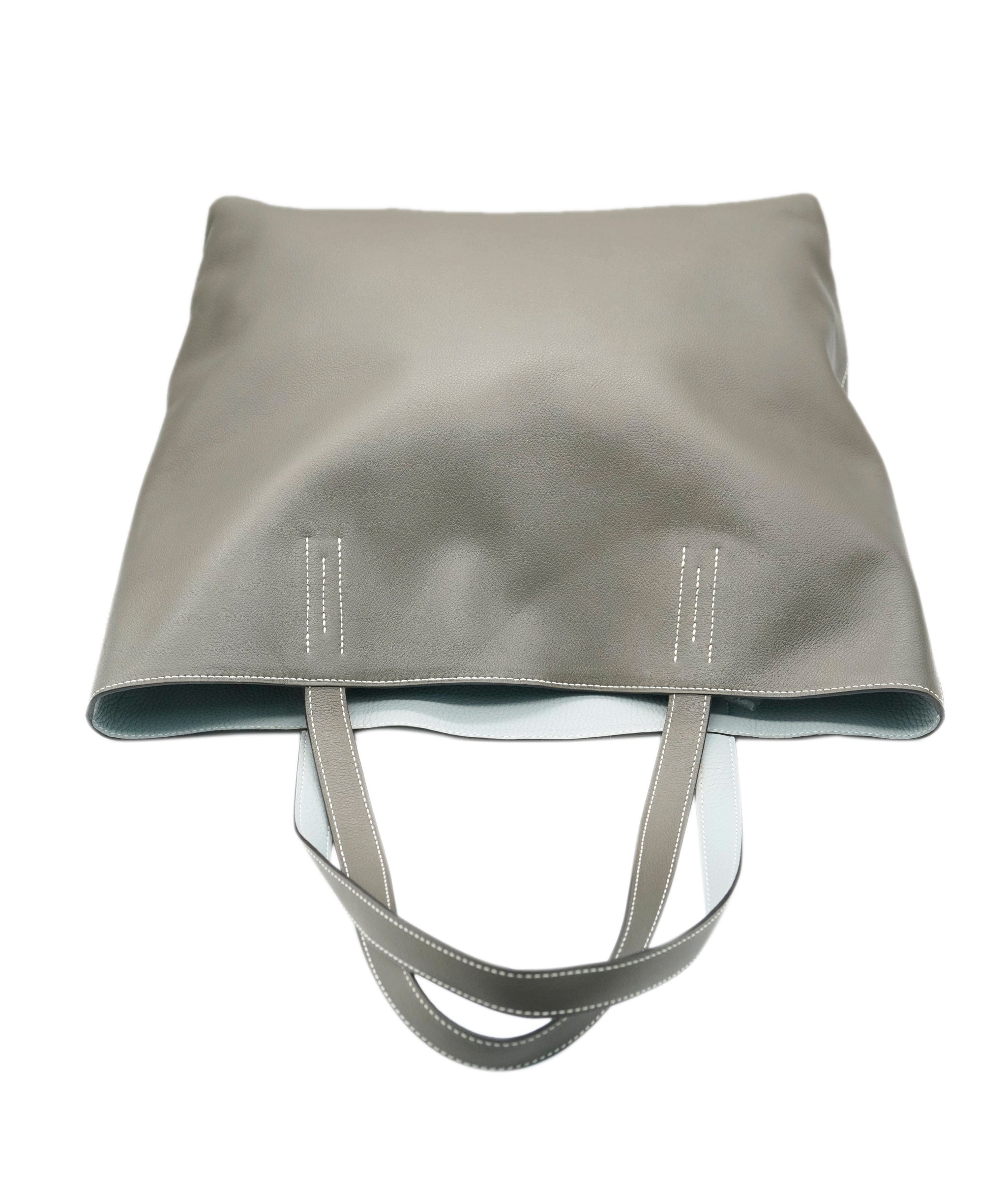 Hermès Hermes etoupe & blue brume reversible leather tote - AJC0899