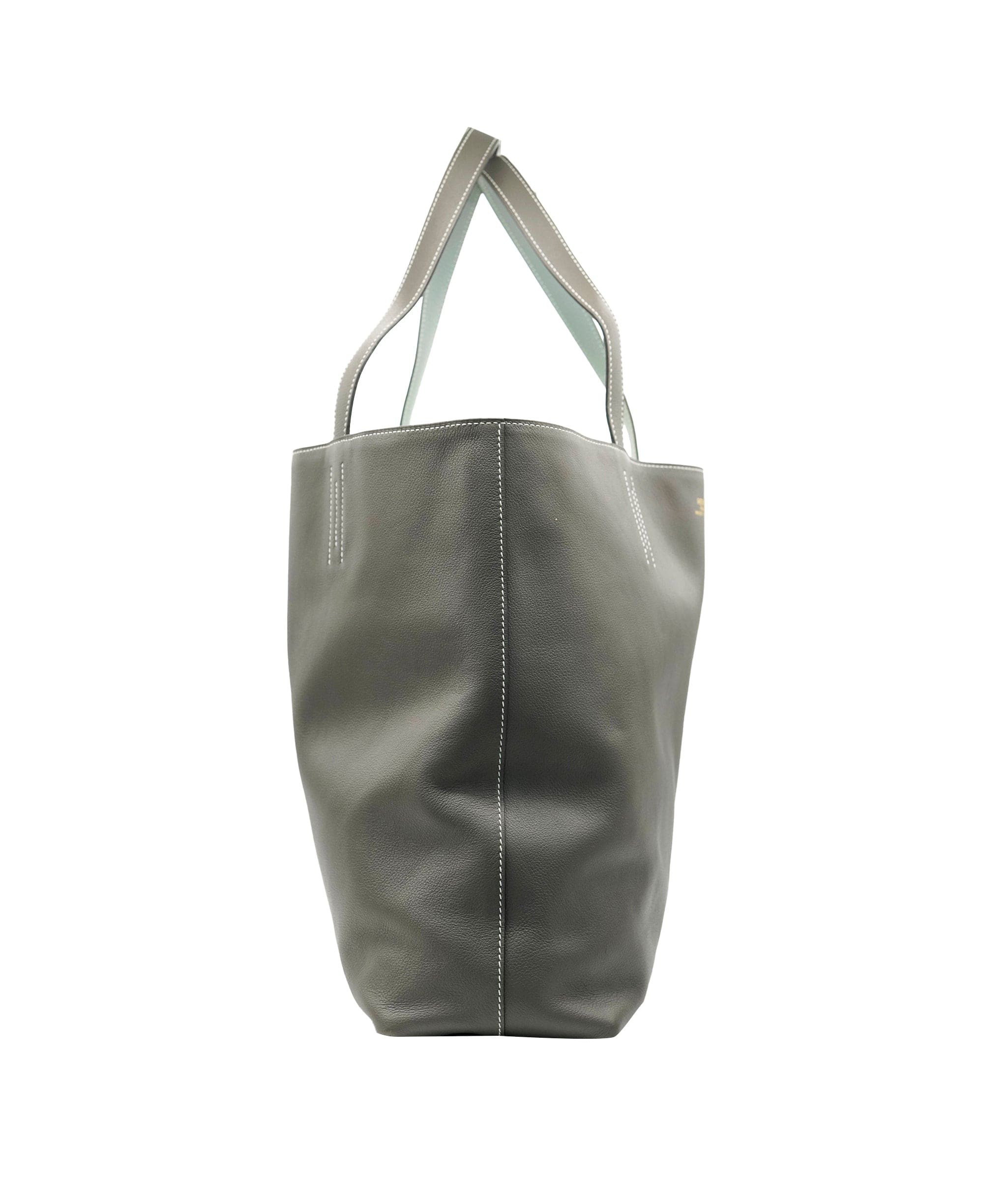 Hermès Hermes etoupe & blue brume reversible leather tote - AJC0899