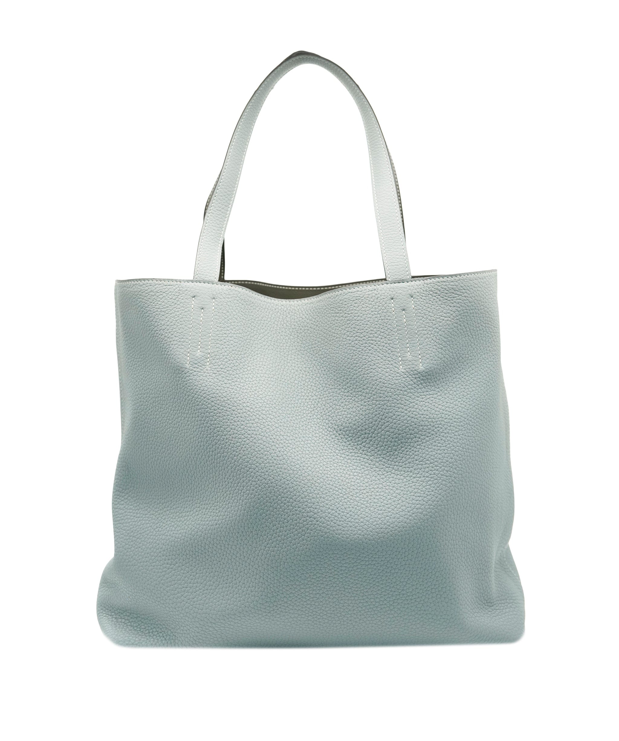 Hermès Hermes etoupe & blue brume reversible leather tote - AJC0899