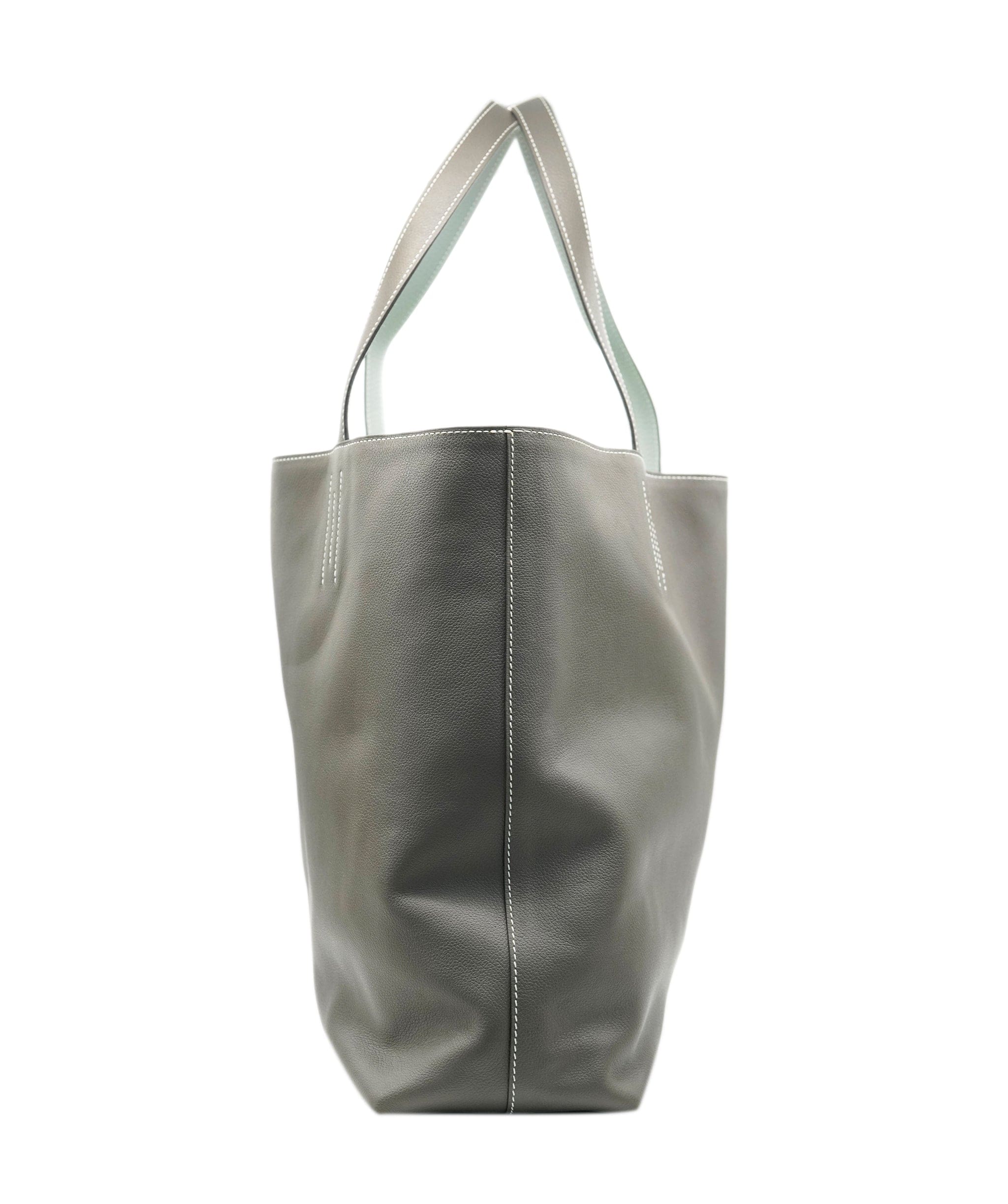 Hermès Hermes etoupe & blue brume reversible leather tote - AJC0899