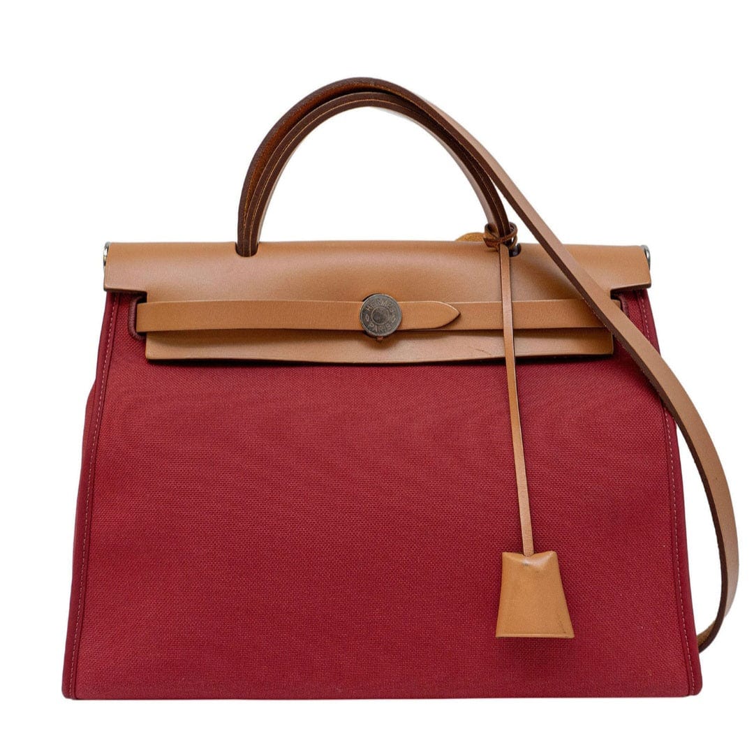 Hermes Herbag 31 Rouge Grenat Canvas / Natural Vache Hunter #X SKCH028 ...