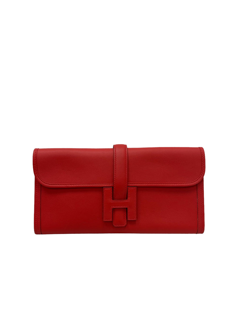 Hermes Rouge Vif Swift Leather Jige 29 Clutch Bag