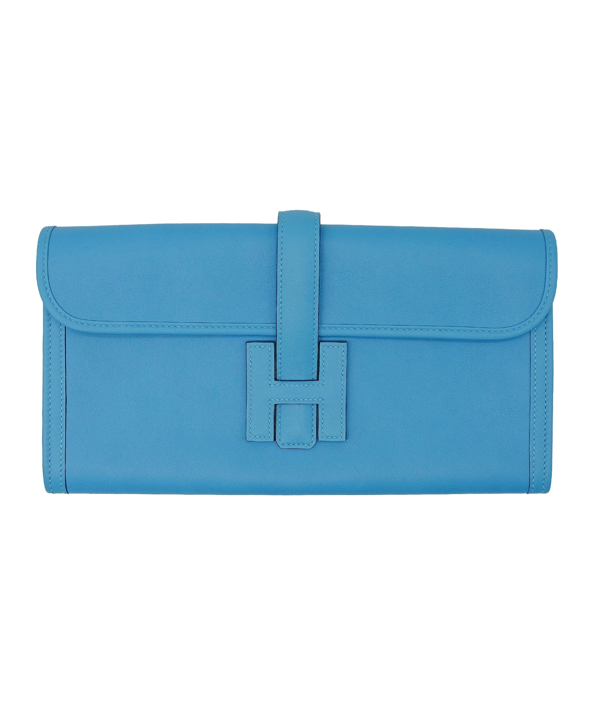 Hermès Hermes Jige Clutch Blue Du Nord/ Vert Verone RJC3738