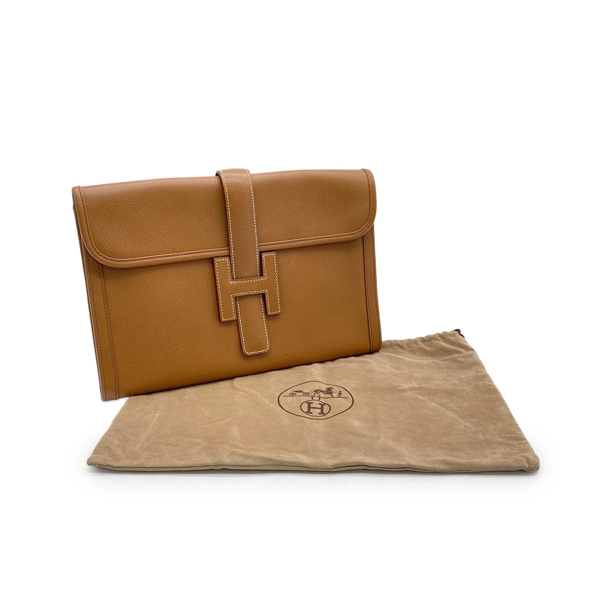 Hermès HERMES JIGE PM CLUTCH BAG GOLD COURCHEVEL 1997 SQUARE A 90321637 DXBS6383